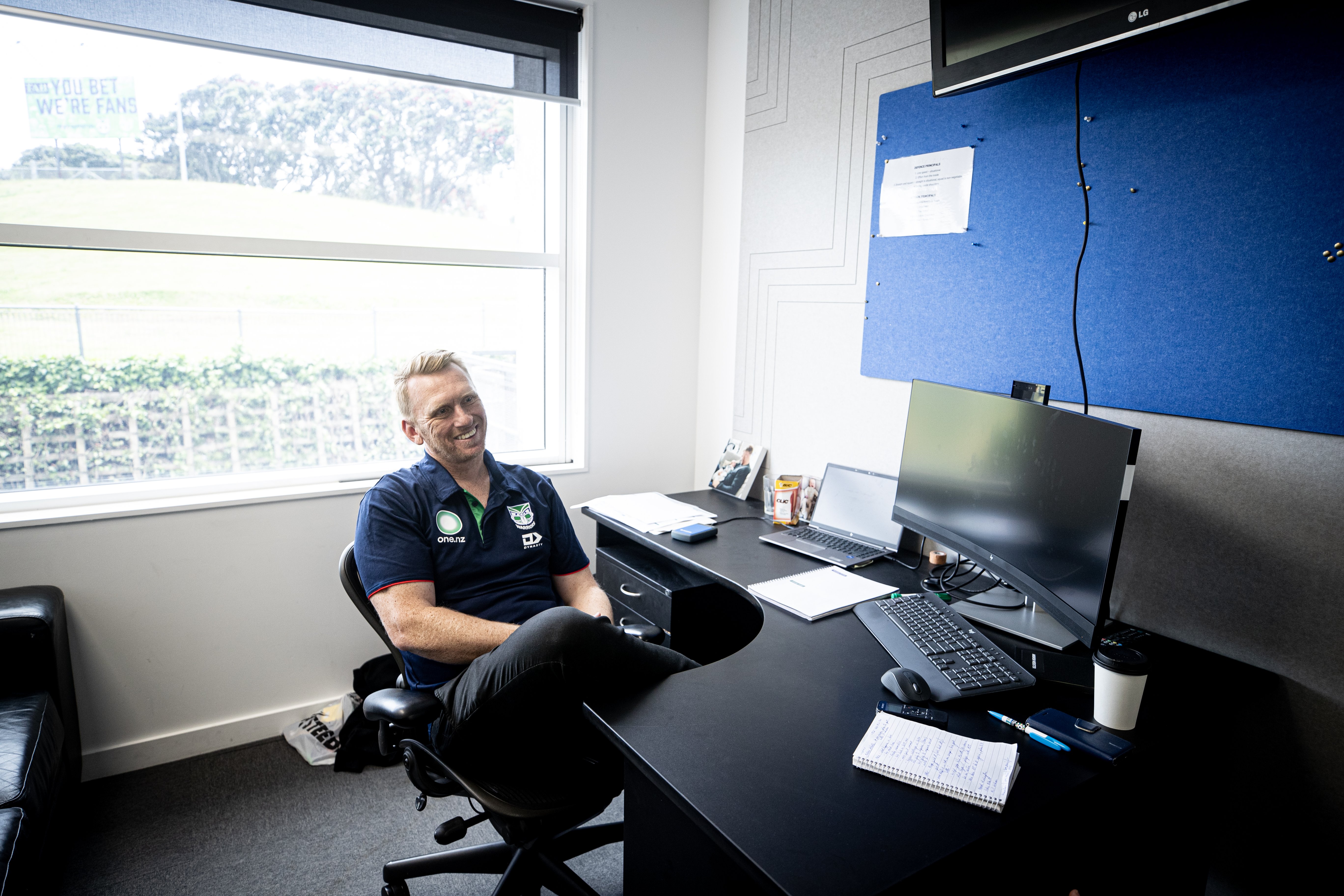 Warriors coach Andrew Webster in his office: 