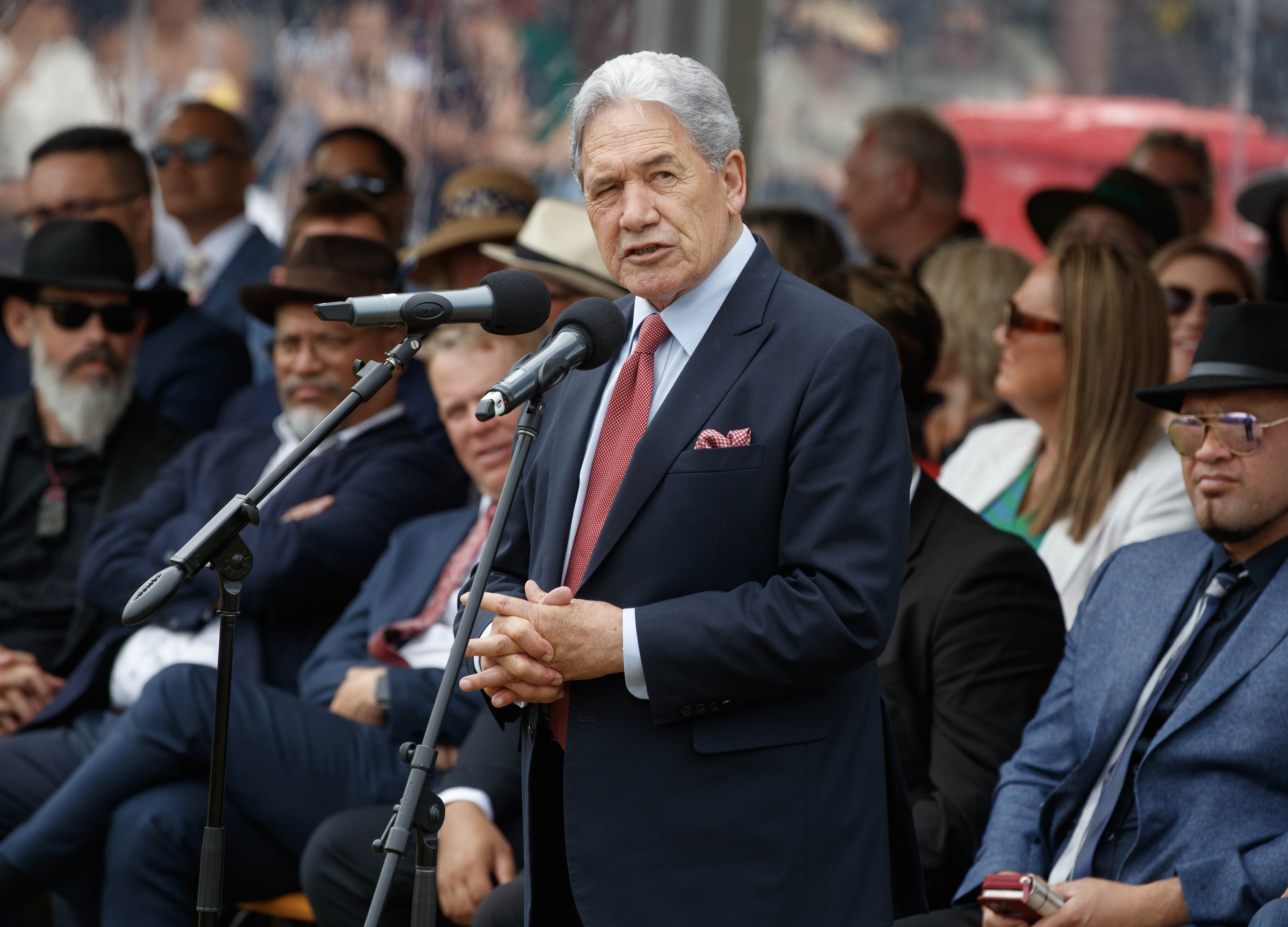 Deputy Prime Minister and NZ First leader Winston Peters seemed annoyed the bill was a topic up for discussion. Photo / Mark Mitchell