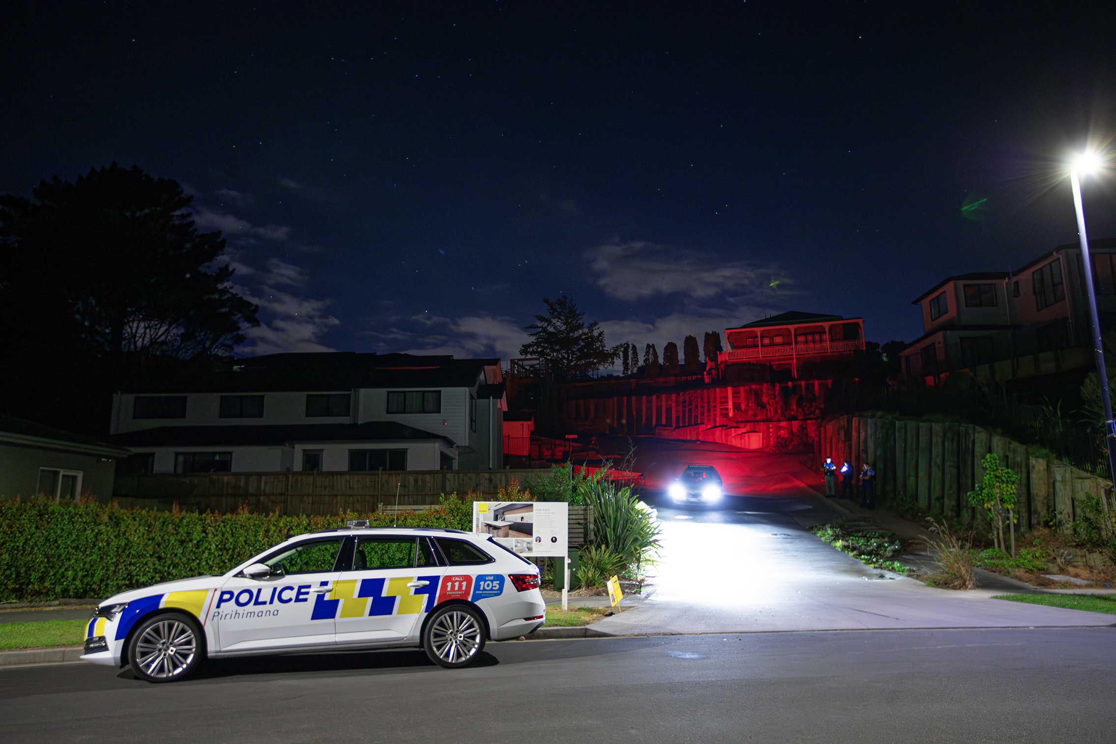 Police at the scene in Mackay Dr where the woman was found earlier this week. Photo / Hayden Woodward