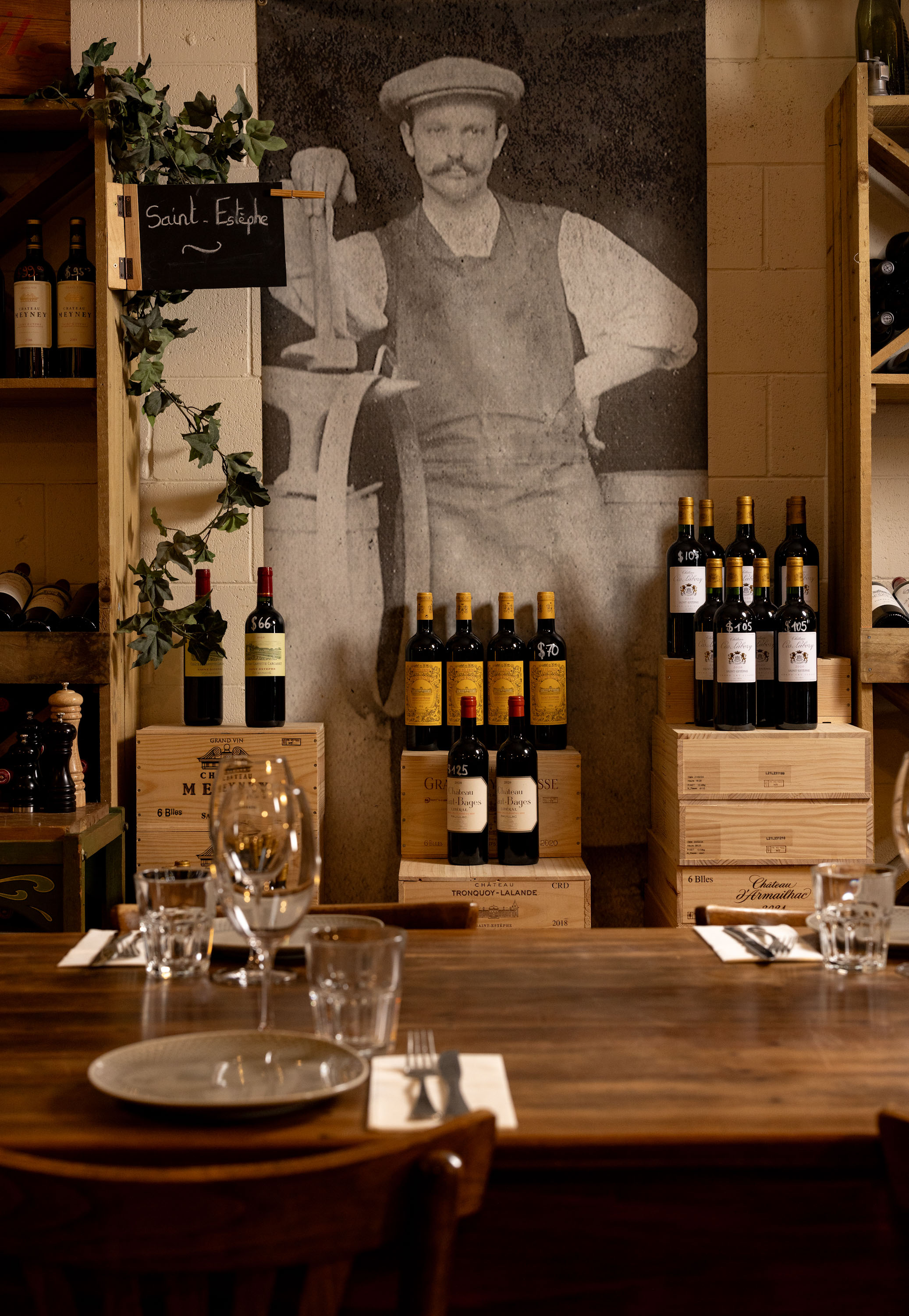 Jean-Christophe's great-great-grandfather, the wine merchant Antoine Vauron, is immortalised in the cellar. Photo / Babiche Martens 