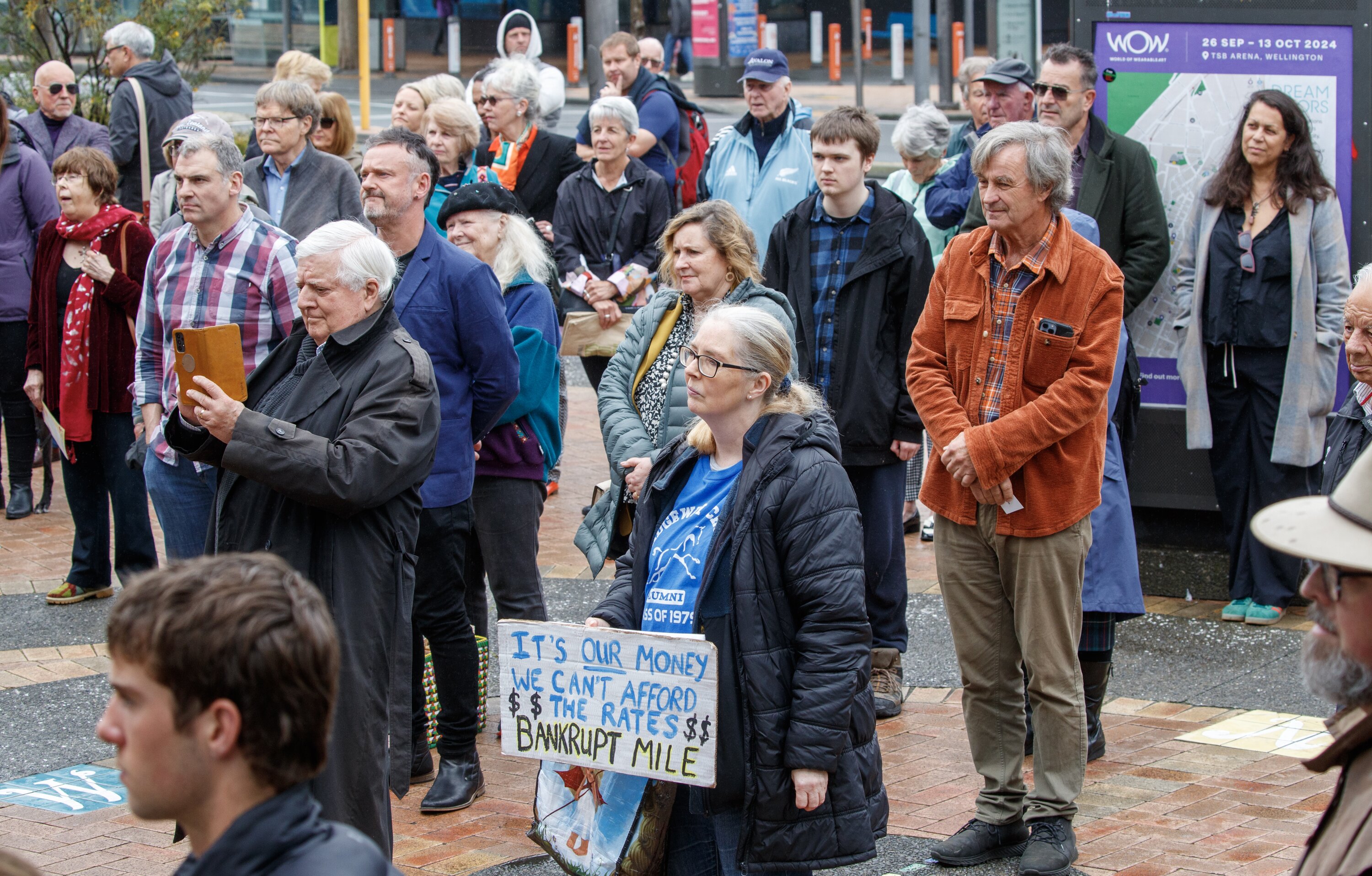 Planned Golden Mile works have long been controversial in the capital, with a small group gathering in 2024 to protest the cost of the project. Photo / Mark Mitchell 
