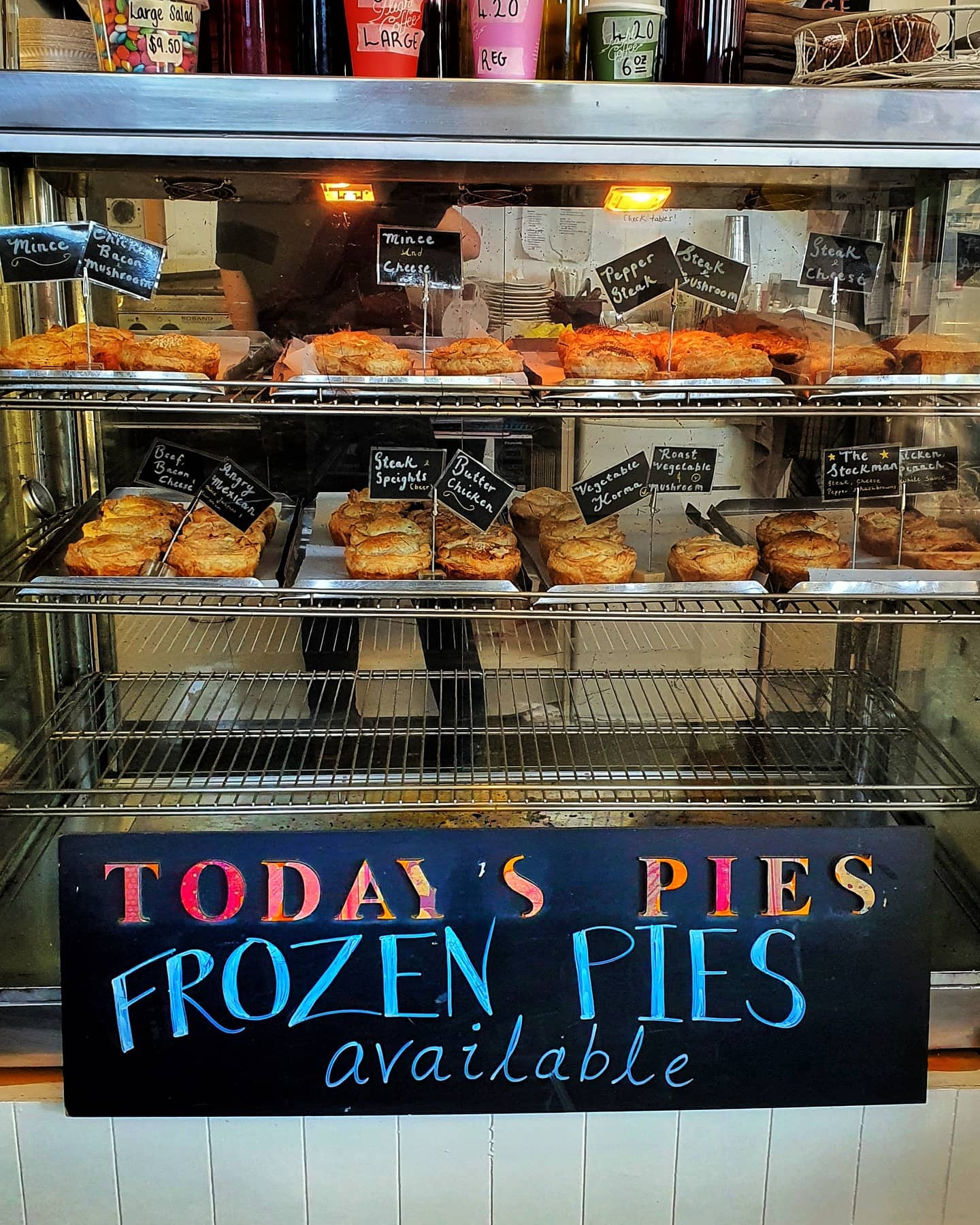 The Blue Belle Cafe's selection of pies. Photo / @Thebluebellecafe_