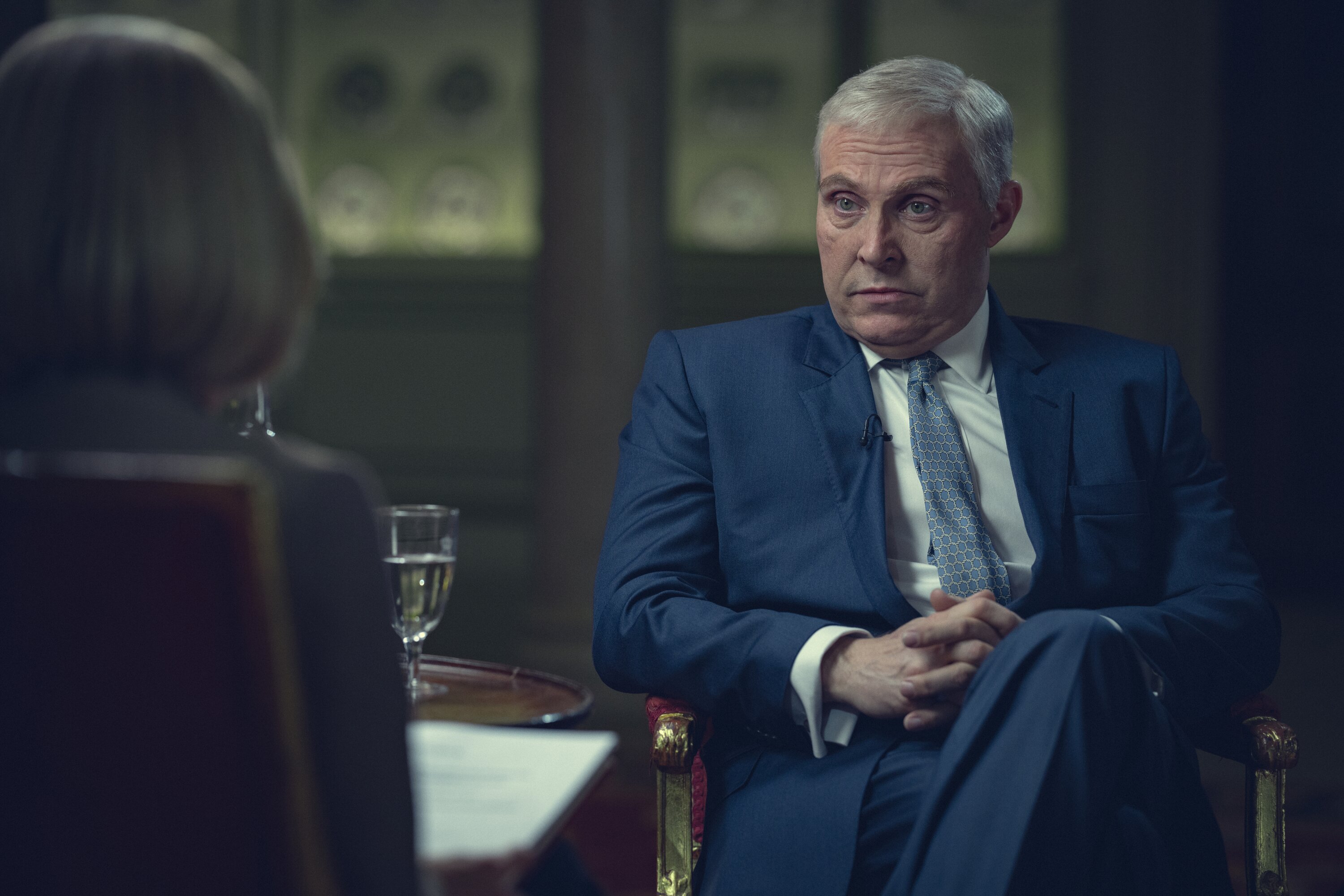 Rufus Sewell as Prince Andrew in the Netflix film Scoop. Photo / Netflix