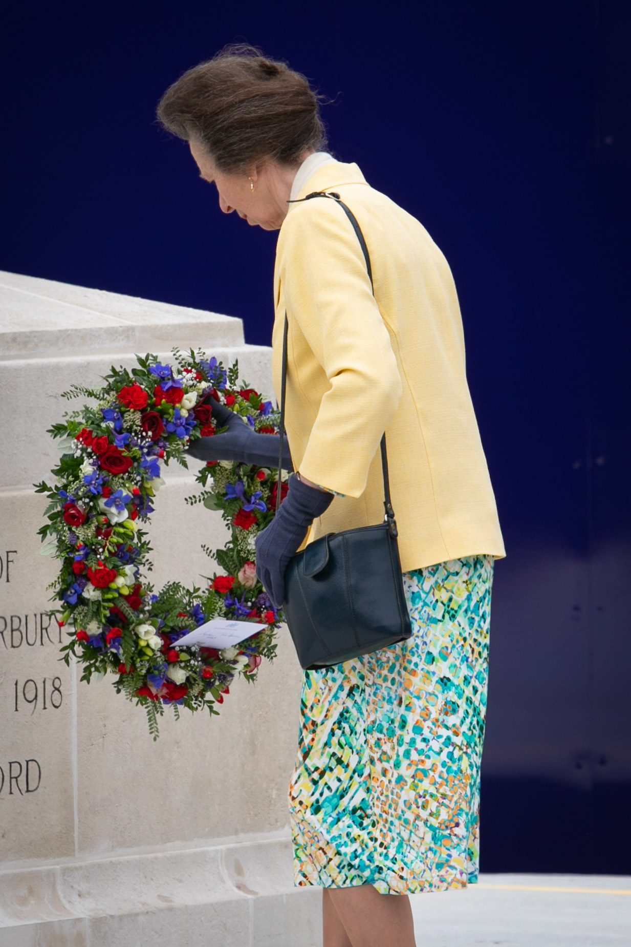Princess Anne lays a wreath at the Citizens' War Memorial in Christchurch. Photo / Christchurch City Council