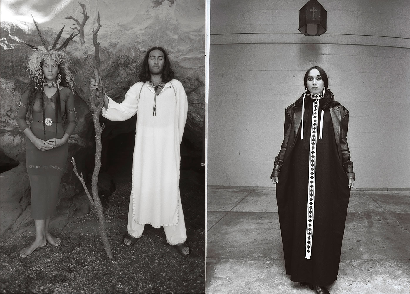 Left: Bonnie Proctor and Karlos Quartez, Point Chevalier Beach, Auckland, 1994. Right: Pacific Sister Niwhai Tupaea in Beresford Square, Auckland, 1993. Pictures / Vivienne Haldane