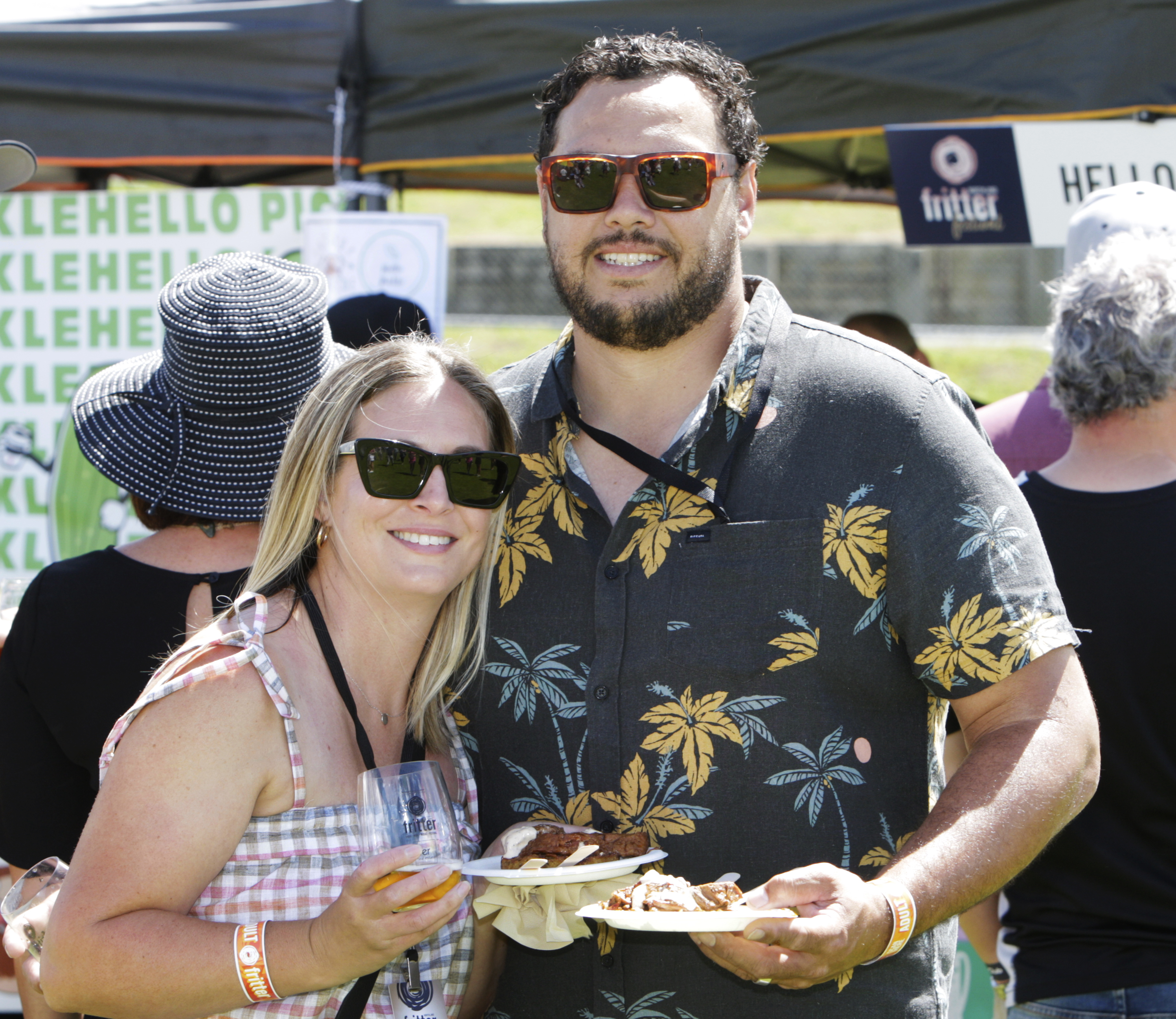 Hayley and Brocke Reti about to tuck into their potato and brisket fritters. Photo / Tania Whyte
