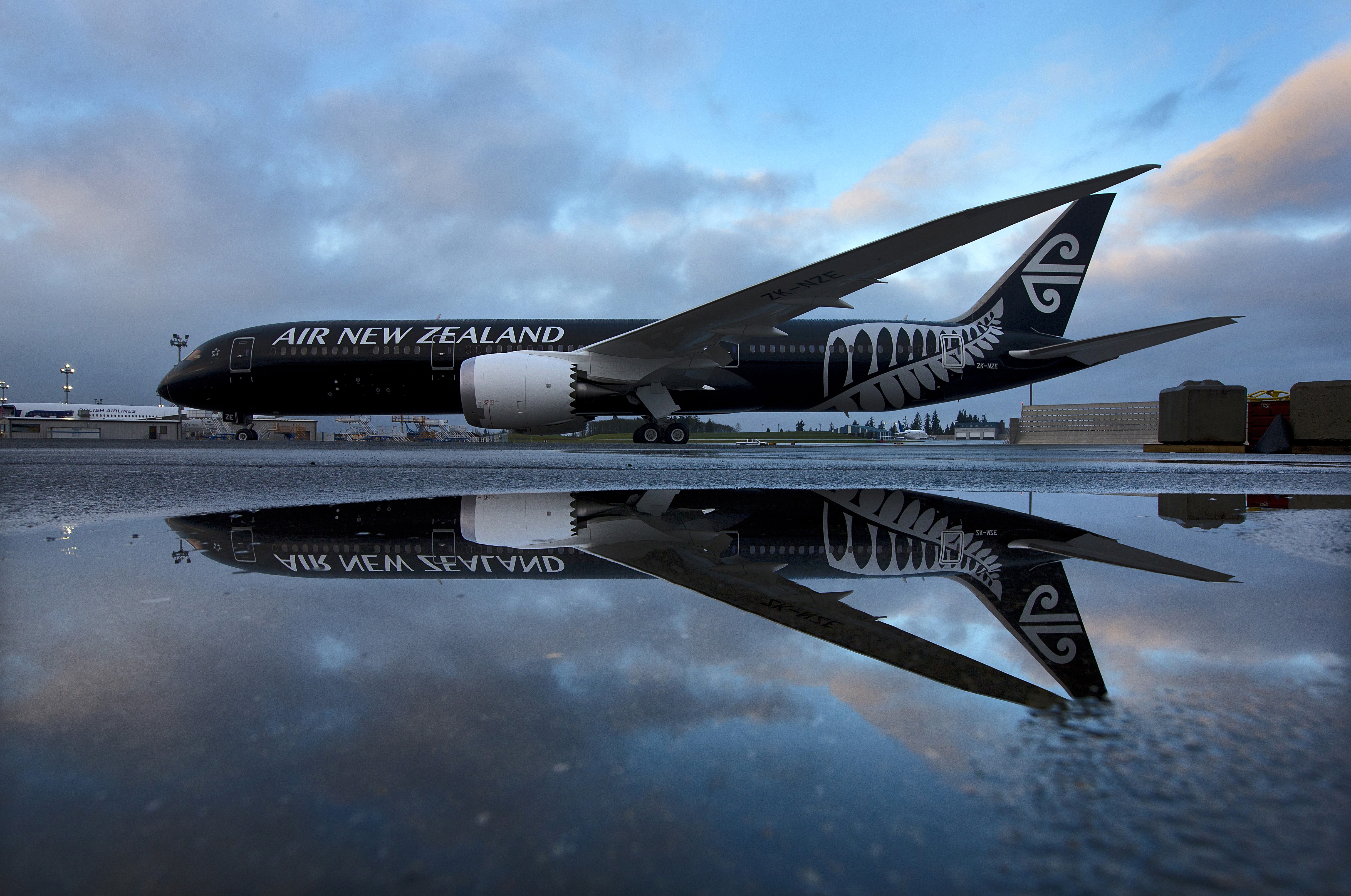 In the black: Air New Zealand's 787-9 Dreamliner at the Boeing factory, Seattle, Washington. Photo / Supplied