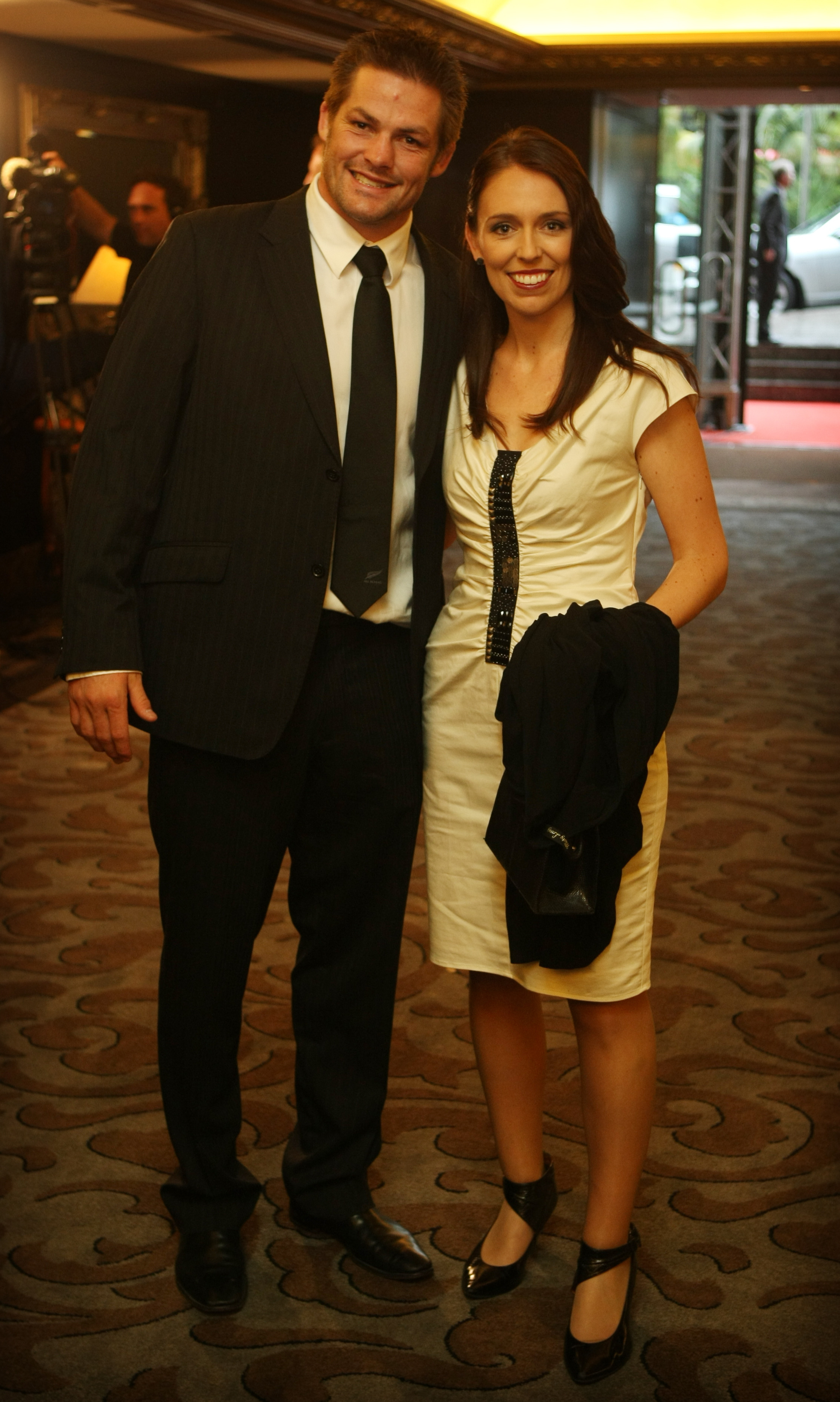 A snapshot in time: All Blacks captain Richie McCaw and Dame Jacinda Ardern at the 2010 New Zealand Rugby Awards. Photo / Greg Bowker