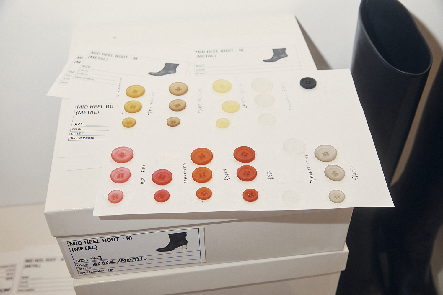 Button options at Peter Do’s studio in New York. Photo / Erik Tanner, The New York Times