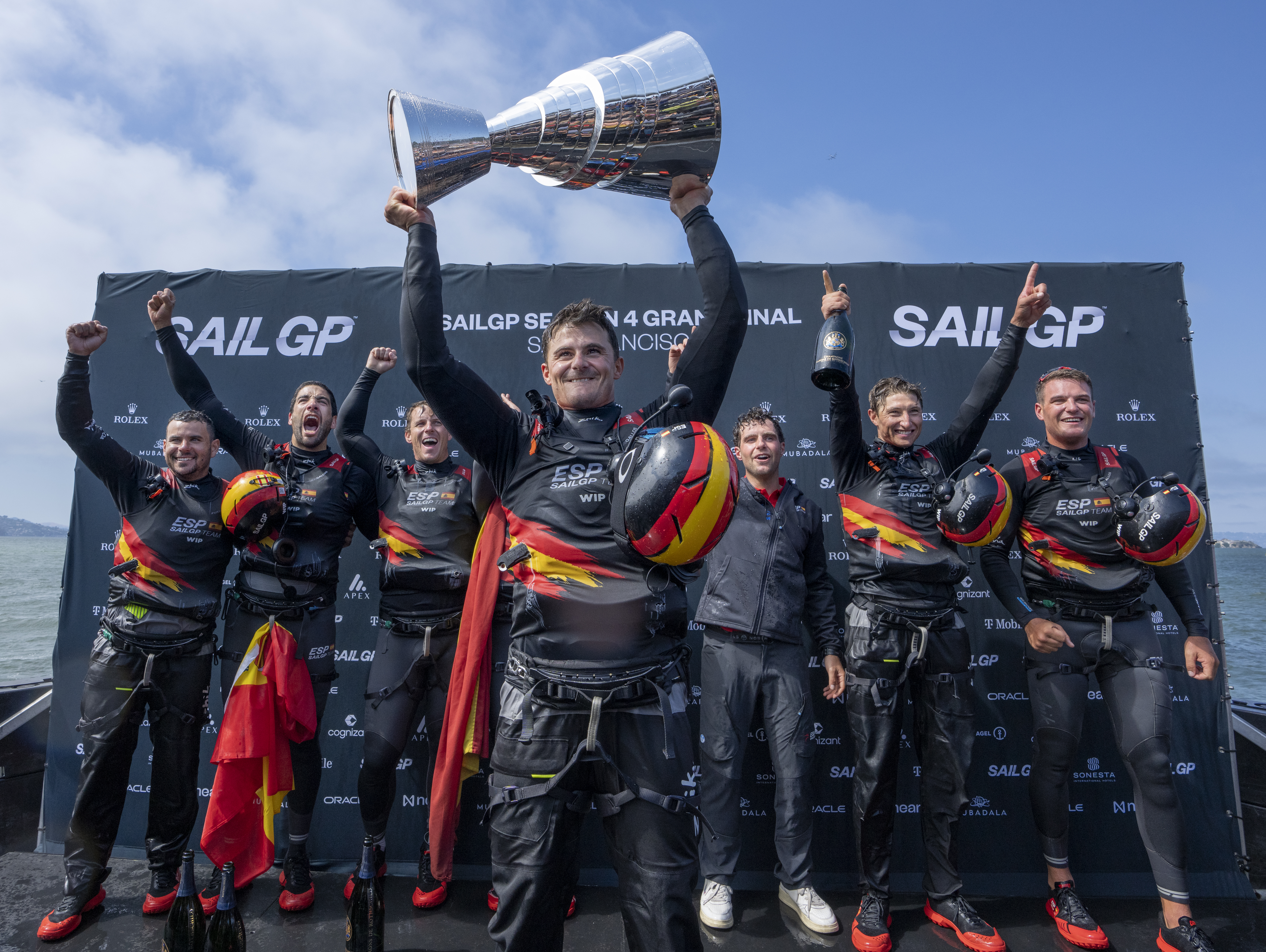 Spain scraped into the SailGP Grand Final as the third seed, but sailed an impressive race to win the title. Photo / Adam Warner, SailGP