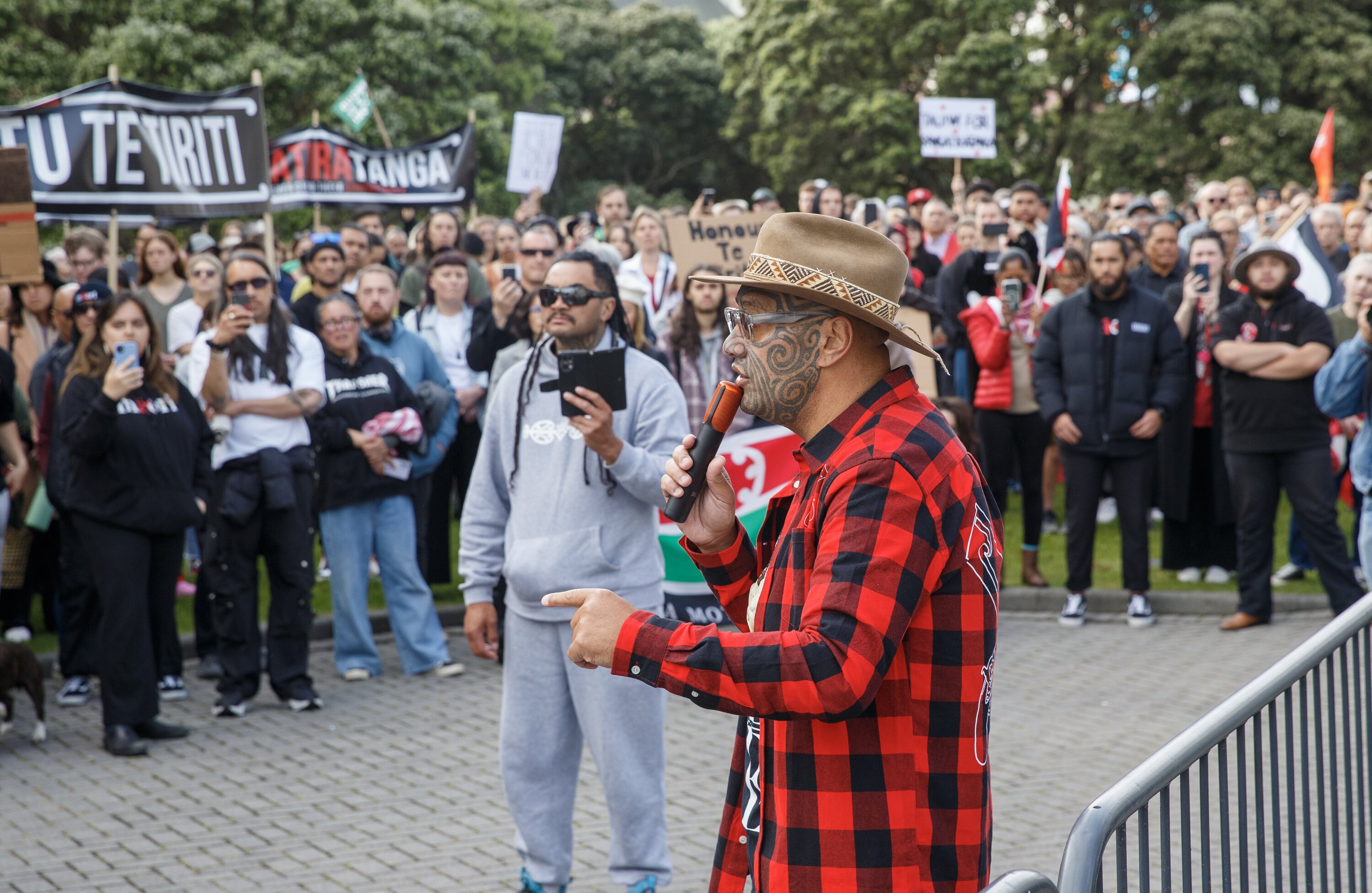 Te Pāti Māori co-leader Rawiri Waititi joining National Māori Action Day protesters at Parliament on December 5, 2023. Photo / Mark Mitchell