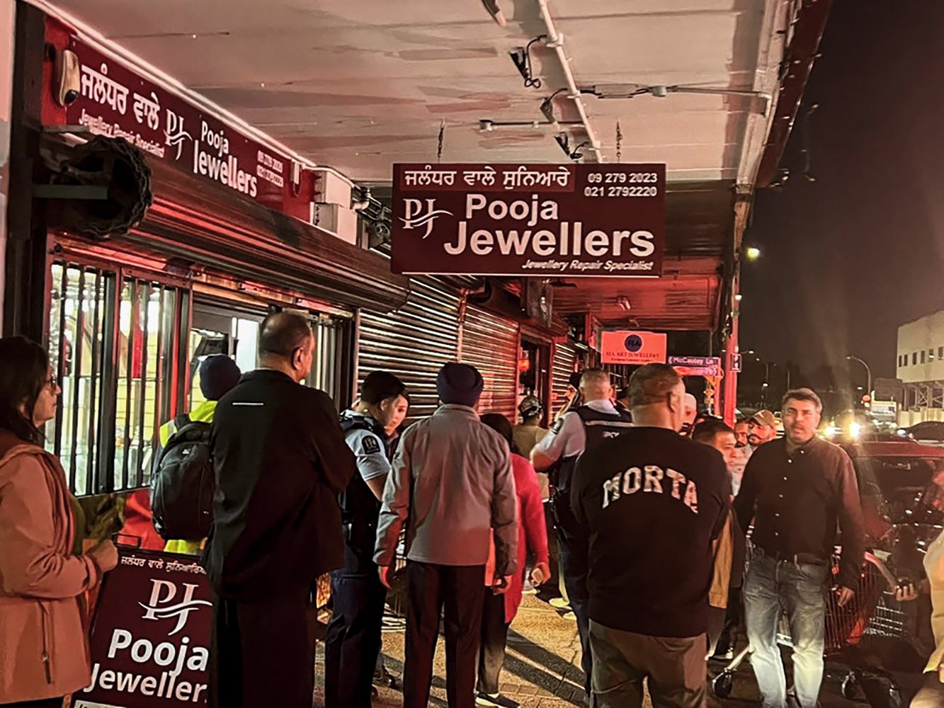 Police and ambulance outside the Pooja Jewellers on Kolmar Rd, Papatoetoe, on June 23, 2024, after reports of an armed robbery. Photo / Baljinder Randhawa Sonu