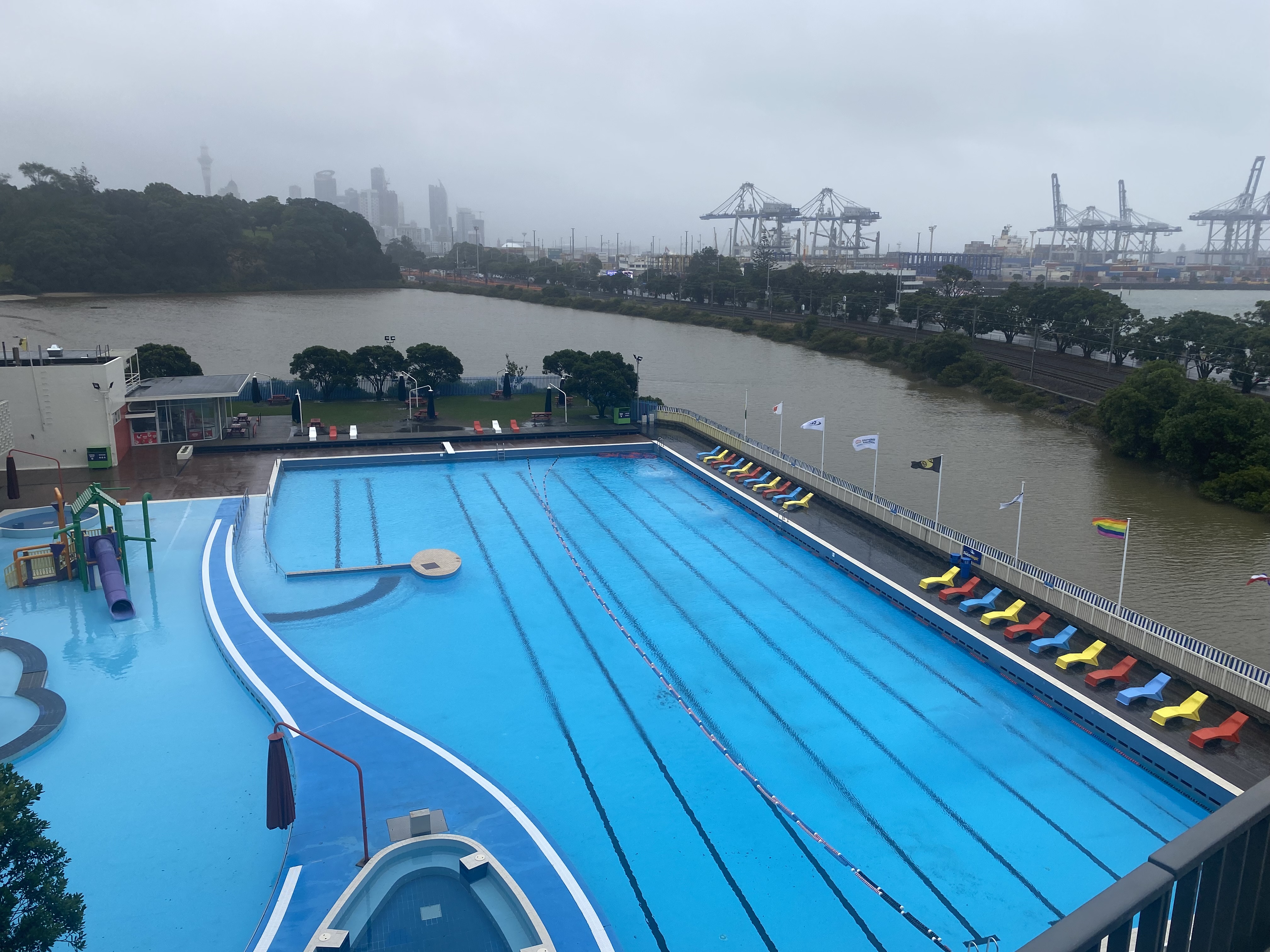 The historic Parnell Baths complex has been cut-off and is closed indefinitely after landslides caused by repeated deluges in Auckland. Photo / NZME