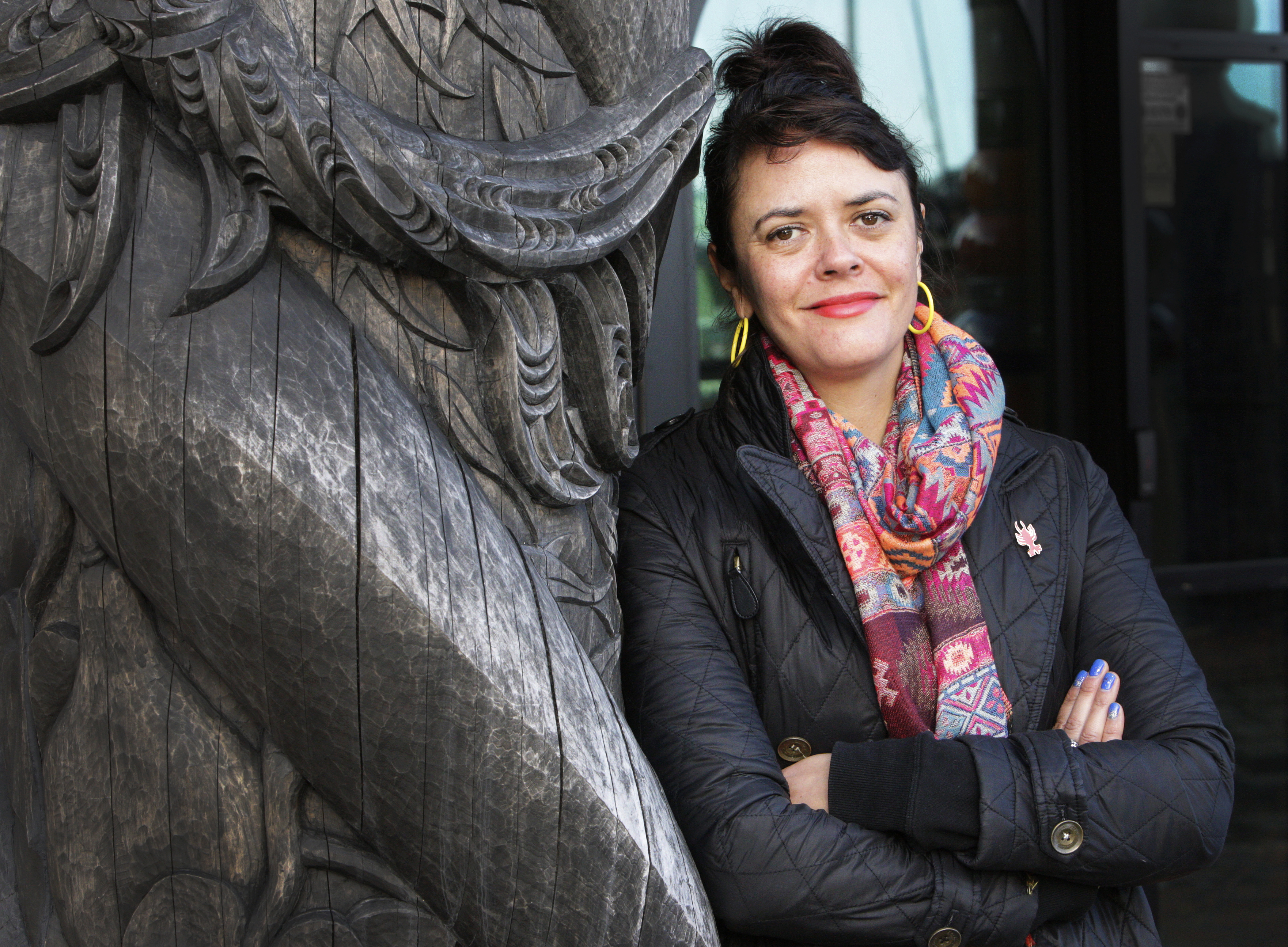 Larissa McMillan outside the Hundertwasser Art Centre with Wairau Māori Art Gallery. Photo / Tania Whyte
