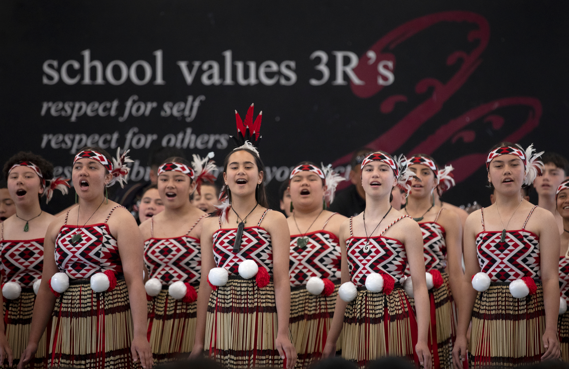 Rotorua Intermediate School's kapa haka group perform to their school ahead of this weekend's competition. Photo / Andrew Warner