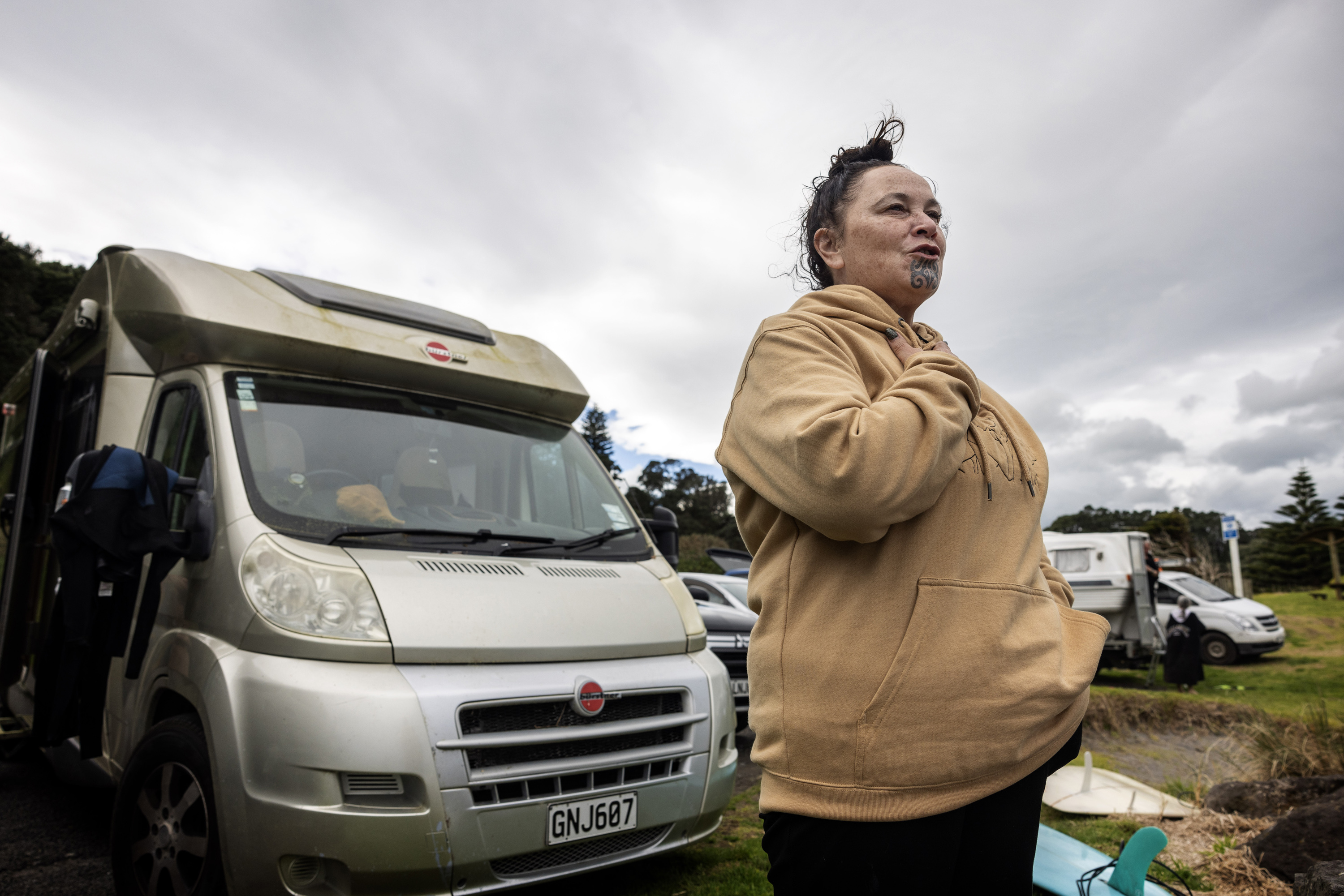 Te Pāti Maori co-leader Debbie Ngarewa Packer at Ōpunakē Beach in Taranaki. Photo / Mike Scott