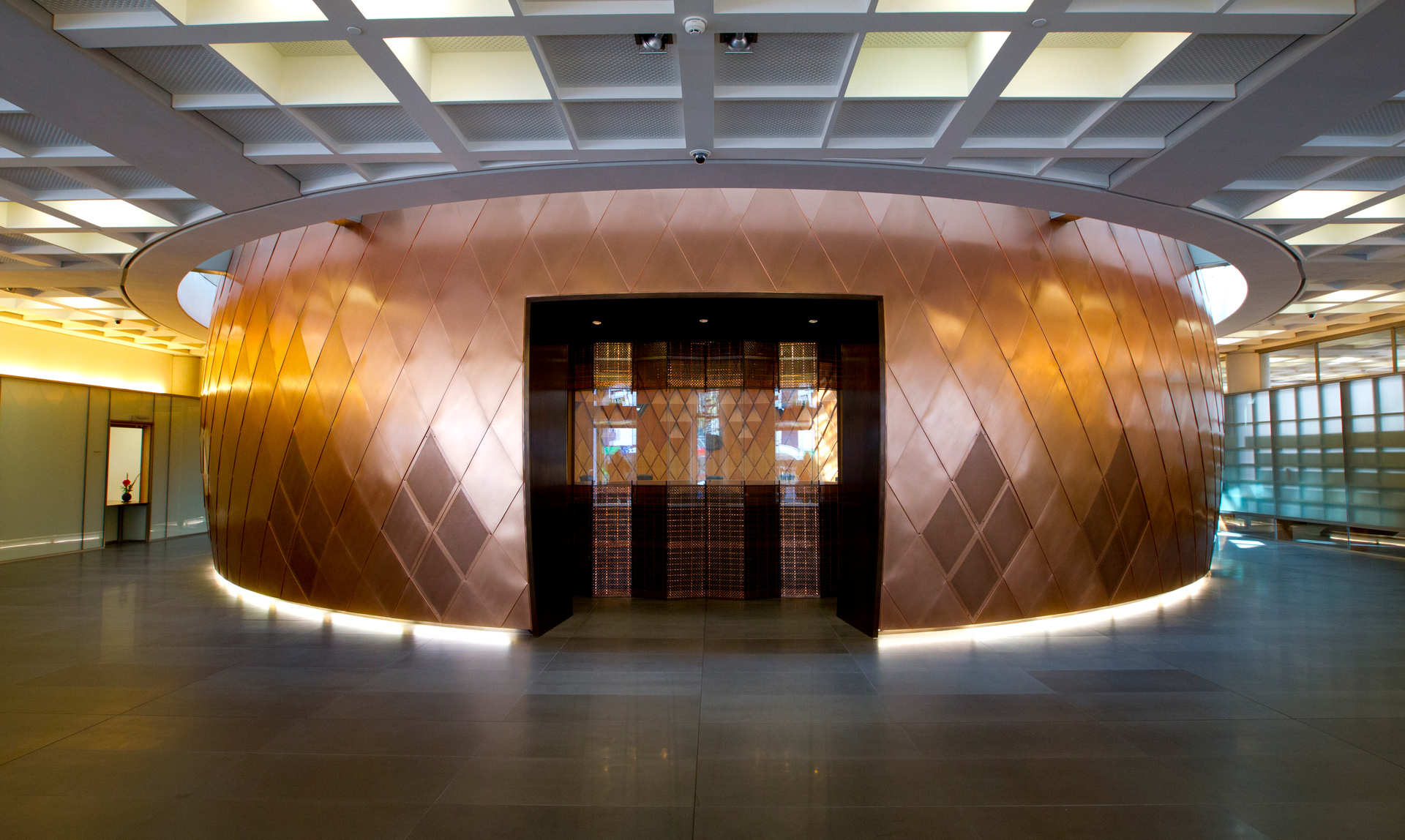The bronze-panelled interior of the Supreme Court in Wellington. Photo / Mark Mitchell