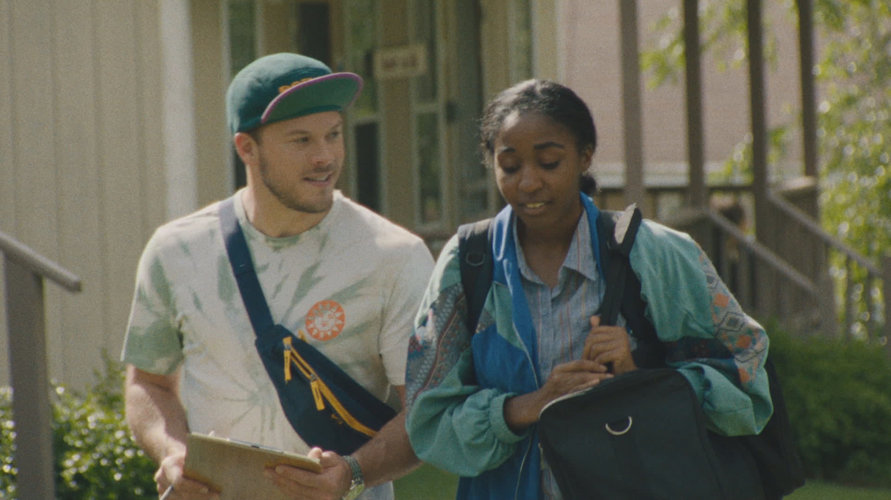 Jimmy Tatro and Ayo Edebiri in ‘Theater Camp’.