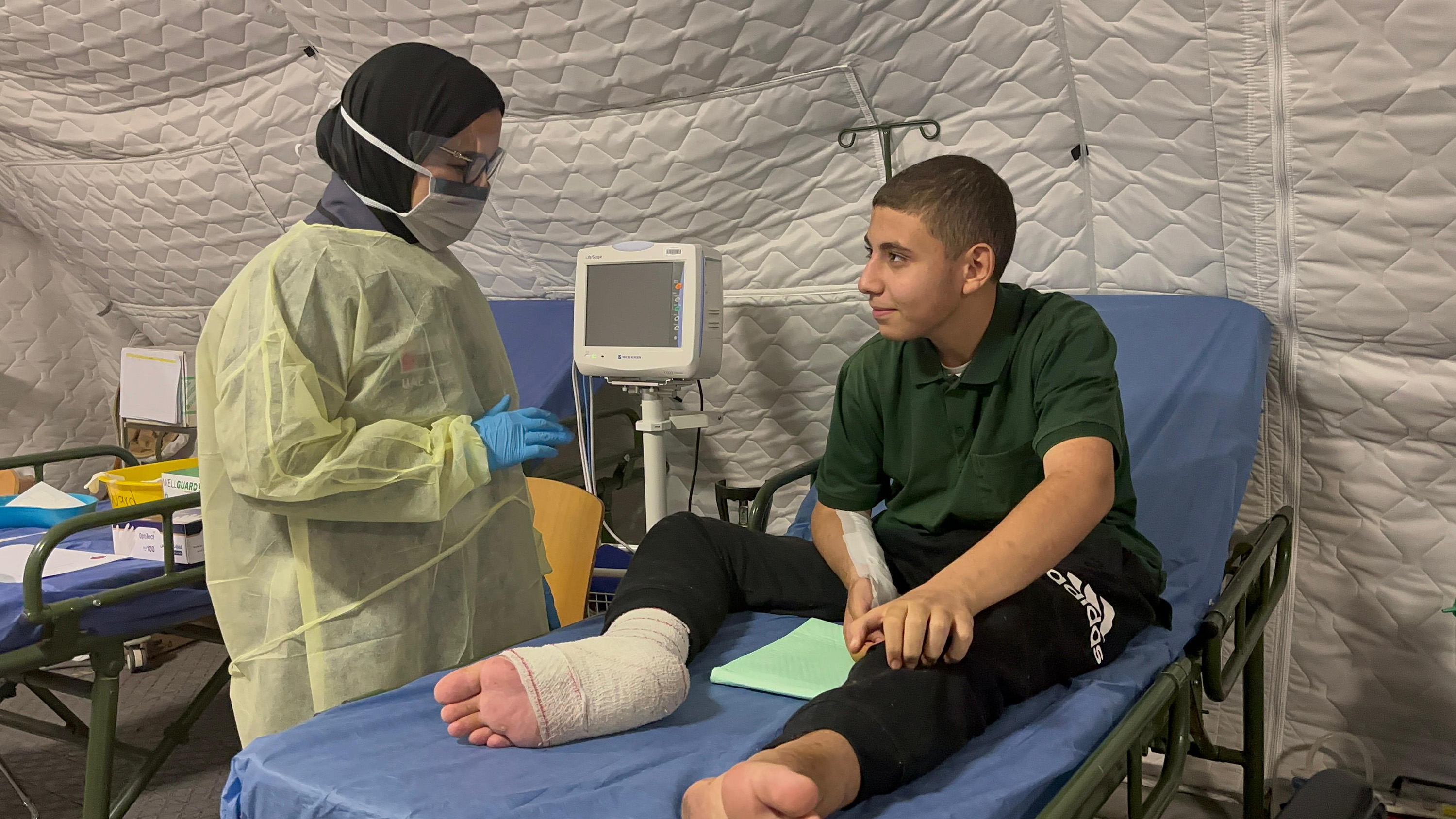 A health worker at the United Arab Emirates Field Hospital in Gaza. The hospital has reportedly closed because of nearby Israeli military operations in Rafah. Photo / Getty Images