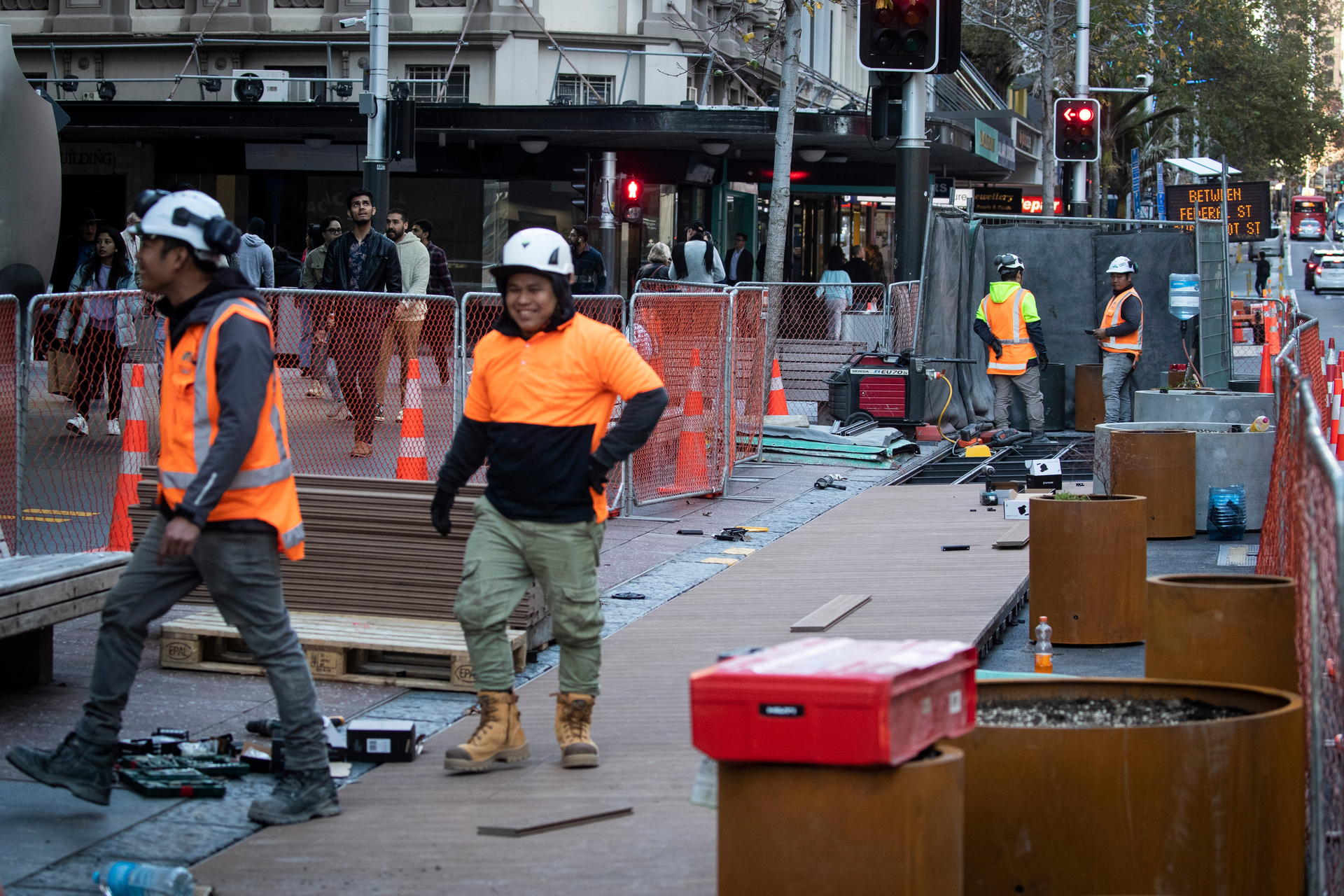 Auckland Council contractors installing 