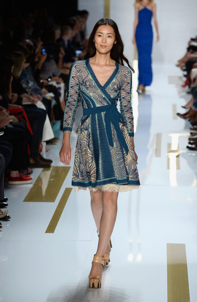 The Diane Von Furstenberg spring 2014 fashion show featured wrap dresses.  Photo / Getty Images