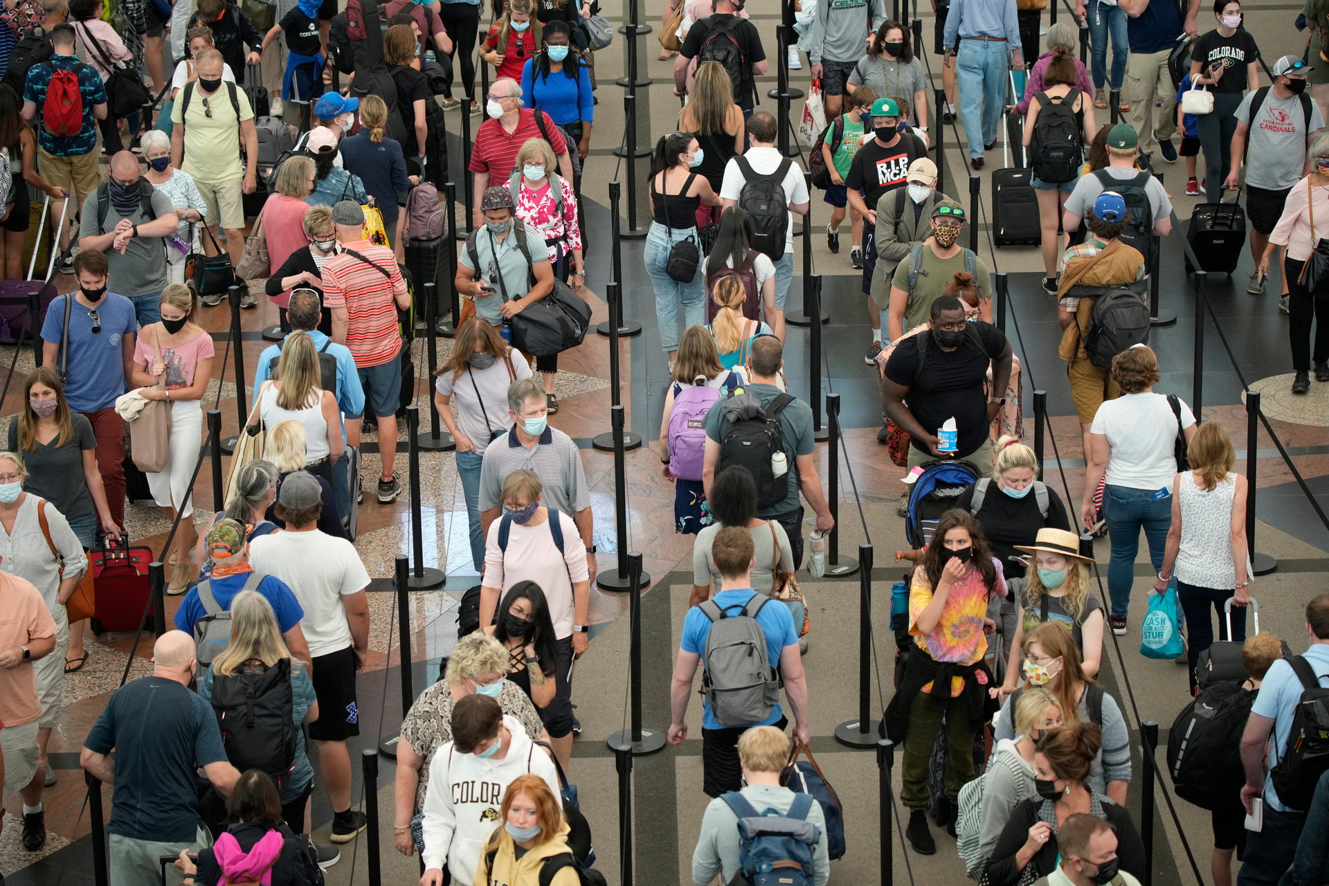 The new technology could help combat the long queues seen by travellers this year. Photo / David Zalubowski, AP File