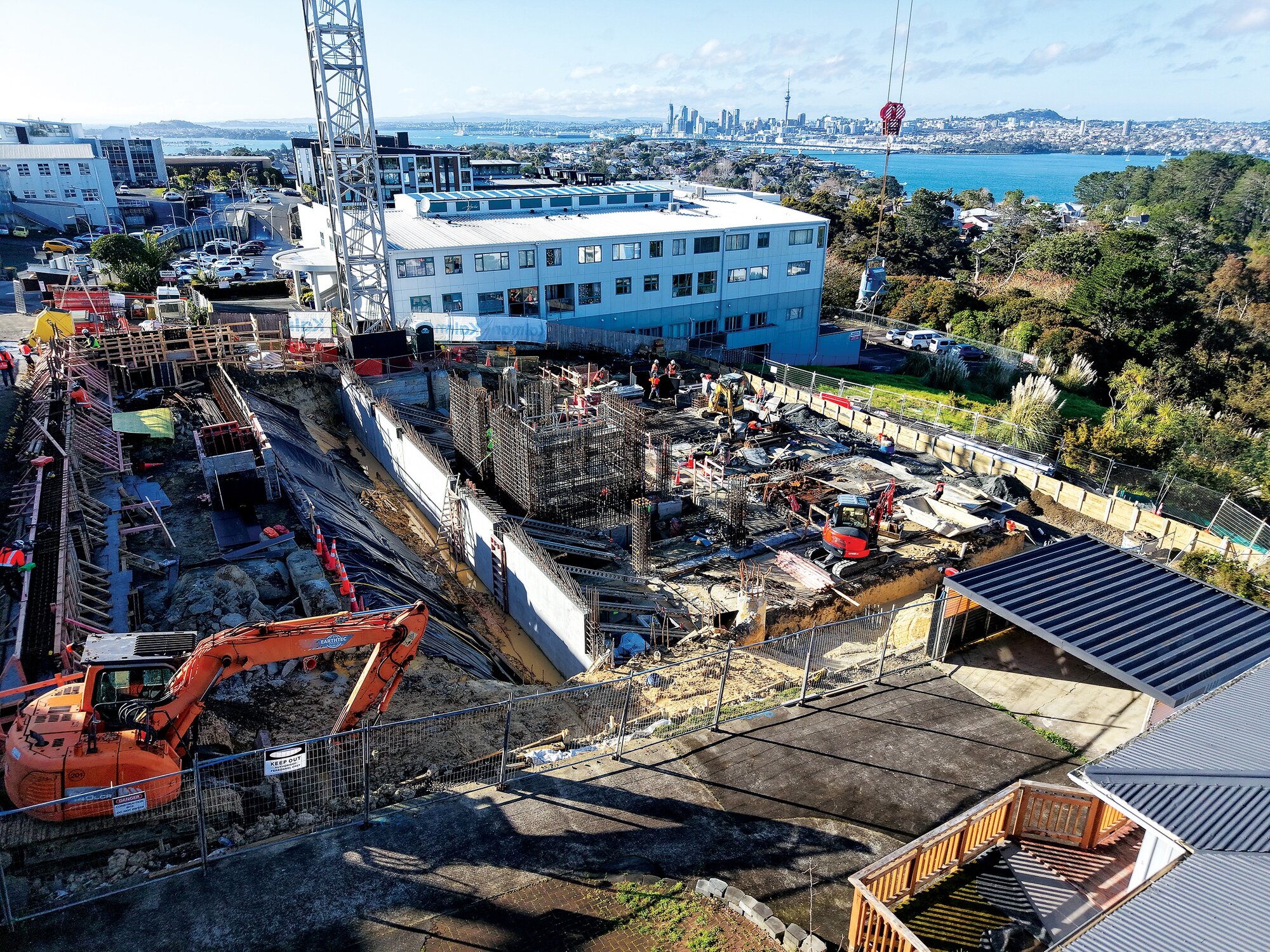 The Chelsea Rise apartment scheme is being built in Birkenhead, on Auckland's North Shore. This shows work in August 2025. Photo / Construct Property