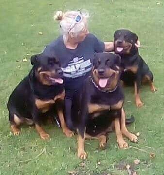Wendy Kauwhata with her rottweilers, two of which were involved in the crash that claimed her life in 2018.
