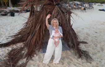 Rebel Wilson has finally shared a glimpse of her baby daughter's face in a video shared to Instagram. Photo / @rebelwilson