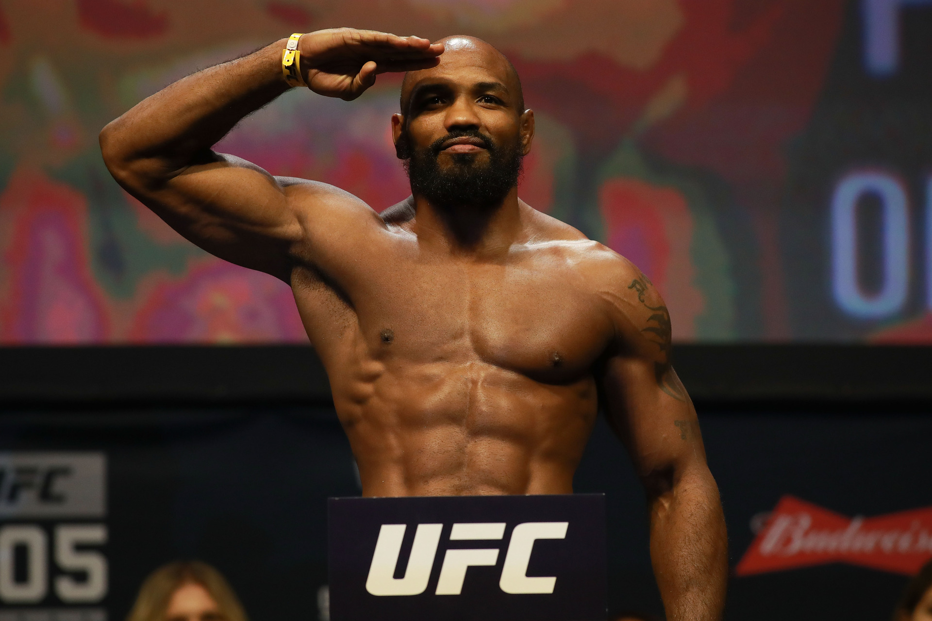 Yoel Romero of Cuba poses on the scale during the UFC 248 weigh-in at  News Photo - Getty Images