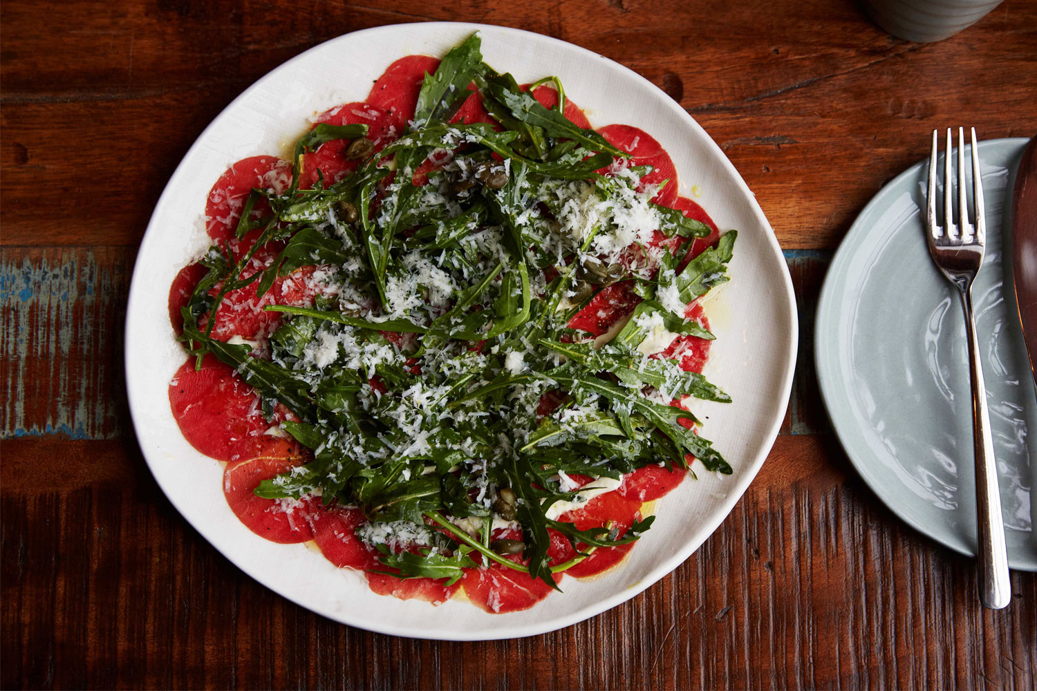 Beef carpaccio. Photo / Rebecca Zephyr Thomas