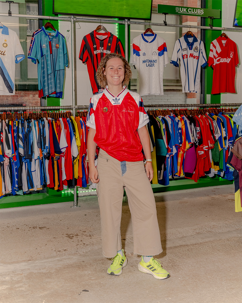 Customer Elia Hussman made a day trip over from London, to visit the Classic Football Shirts Manchester store. Photo / Jack Roe for The New York Times