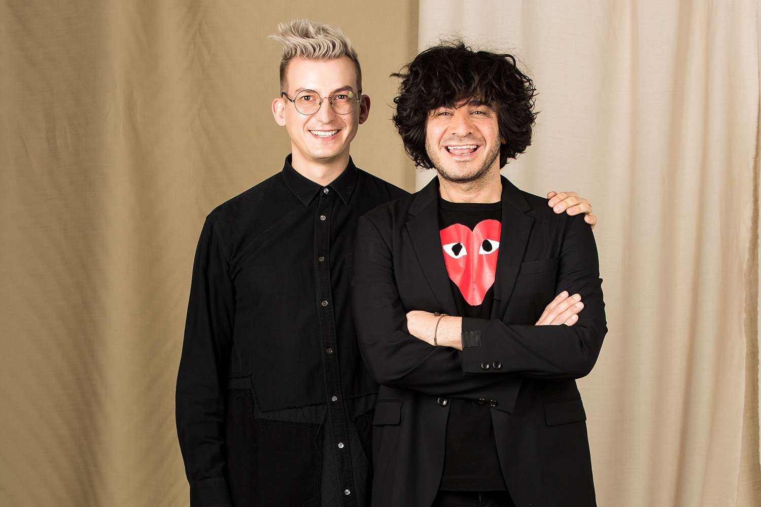 (From left) Ryland Wood (managing director and co-founder of Be. distributors) and Danny Pato (creative director and co-owner of D&M Hair Design). Photo / Babiche Martens