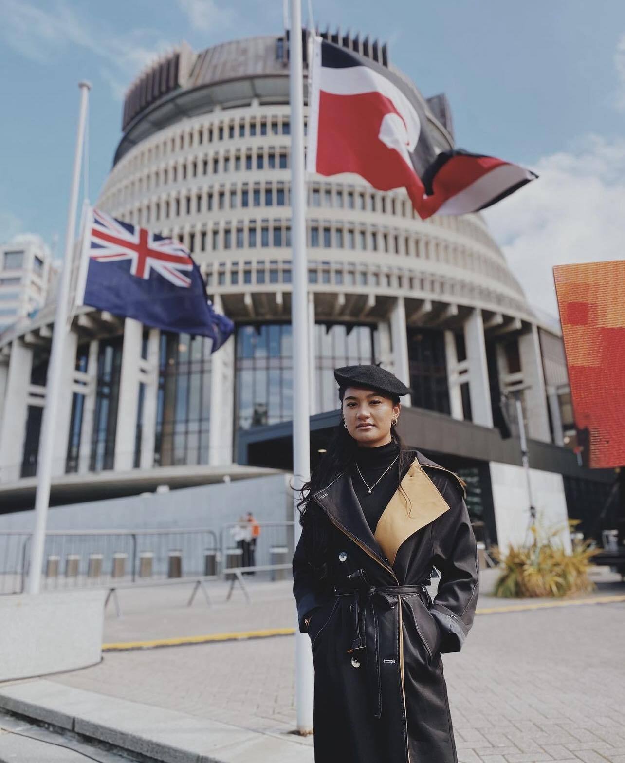 Hana Maipi-Clarke, aged 20, Te Pāti Māori candidate for Waikato-Tainui. This image was taken at the  50th anniversary of Te Petihana Reo Māori in September, 2022.
Photo / Supplied