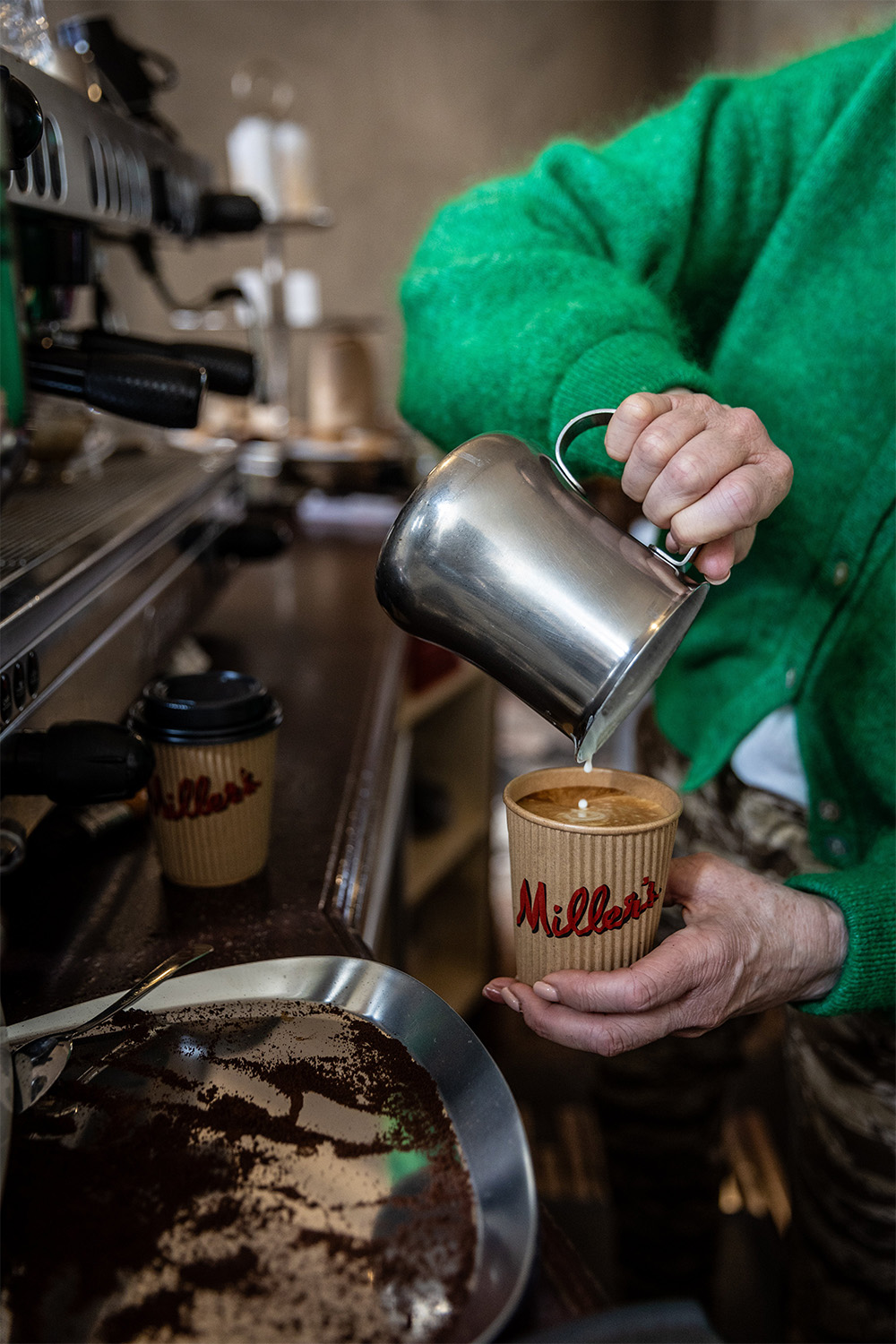 Victoria prepares a takeaway brew at Miller's Coffee on Cross St. Photo / Michael Craig