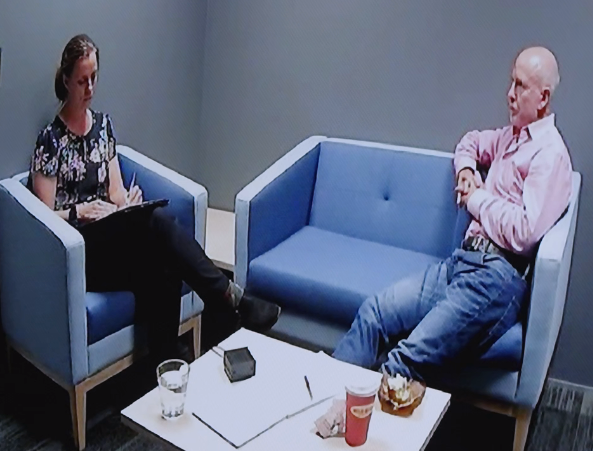Philip Polkinghorne was subject to a four-hour interview with Detective Sergeant Ilona Watson on April 5, 2021, the day his wife Pauline Hanna was found dead.