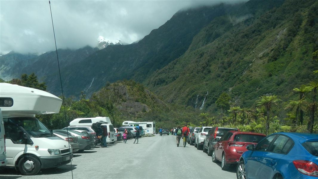 A pilot for charging at carparks at popular sites, such as Franz Josef Glacier, is starting in the 2025/26 summer. Photo / DoC