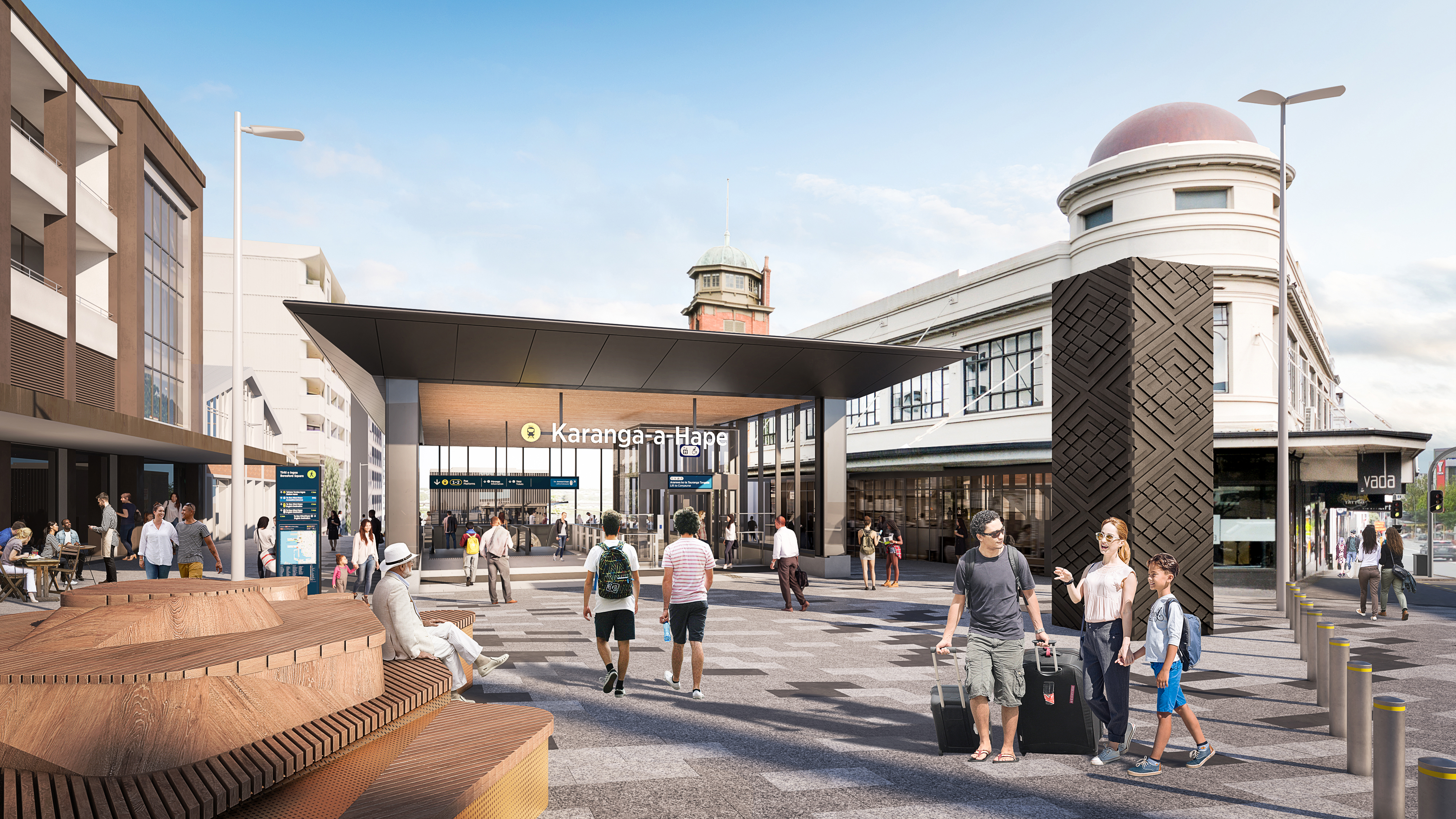 City Rail Link / CRL station Karanga-a-Hape - exterior artist impression render. Photo / Supplied