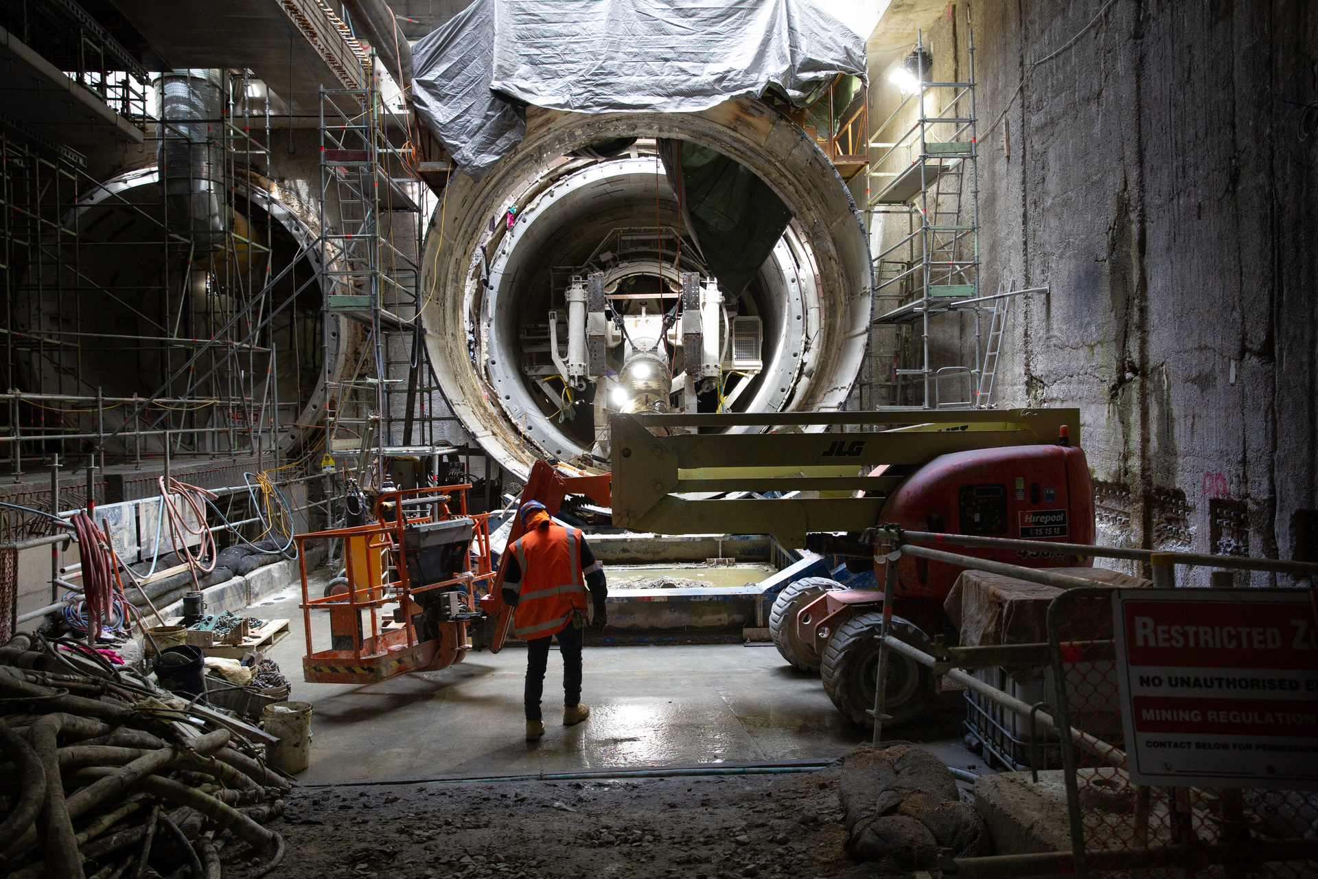 Inside the City Rail Link construction at Te Waihorotiu Station (Aotea). Photo / Sylvie Whinray