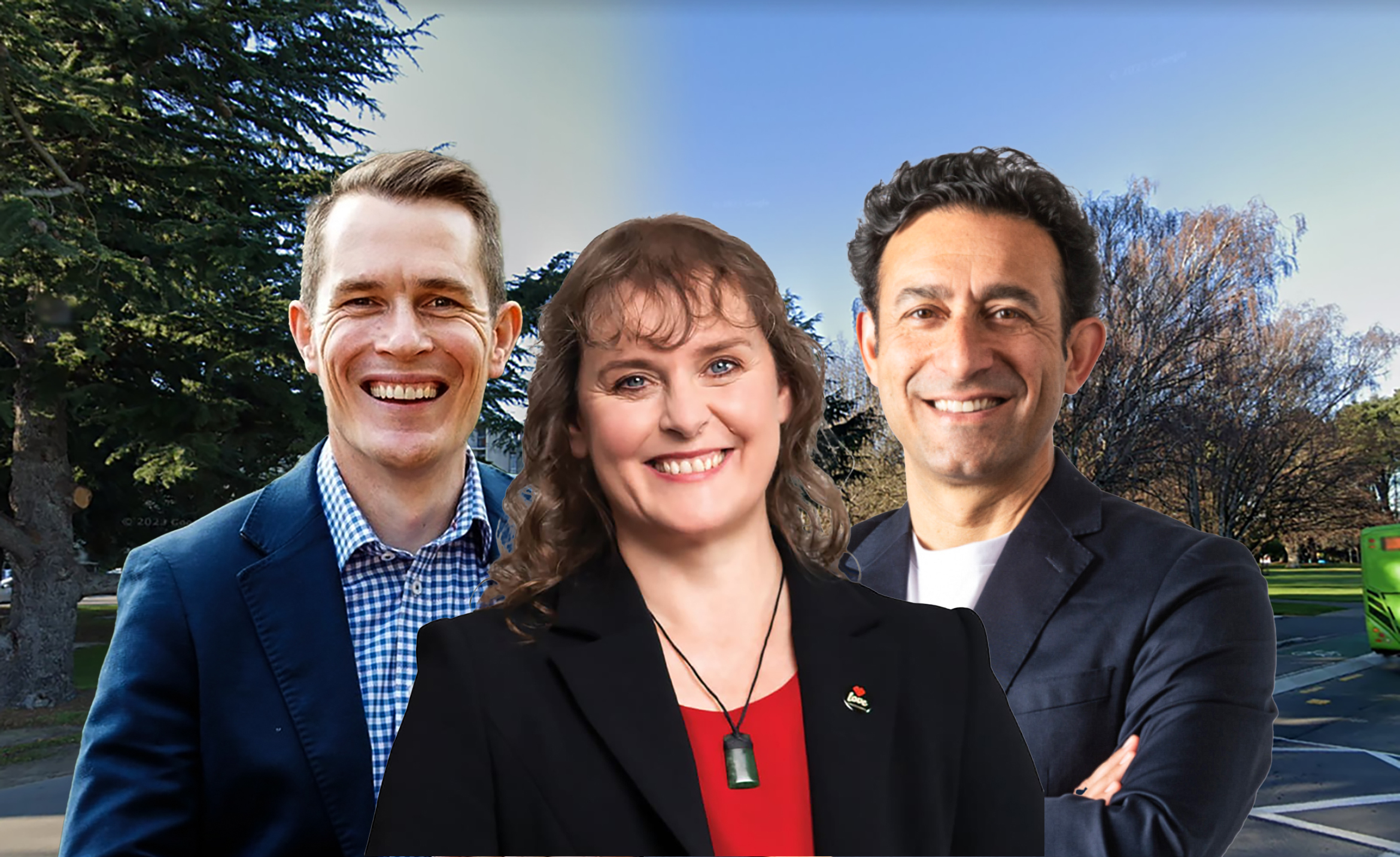 Hamish Campbell,  left, sitting MP Sarah Pallet and Raf Manji.