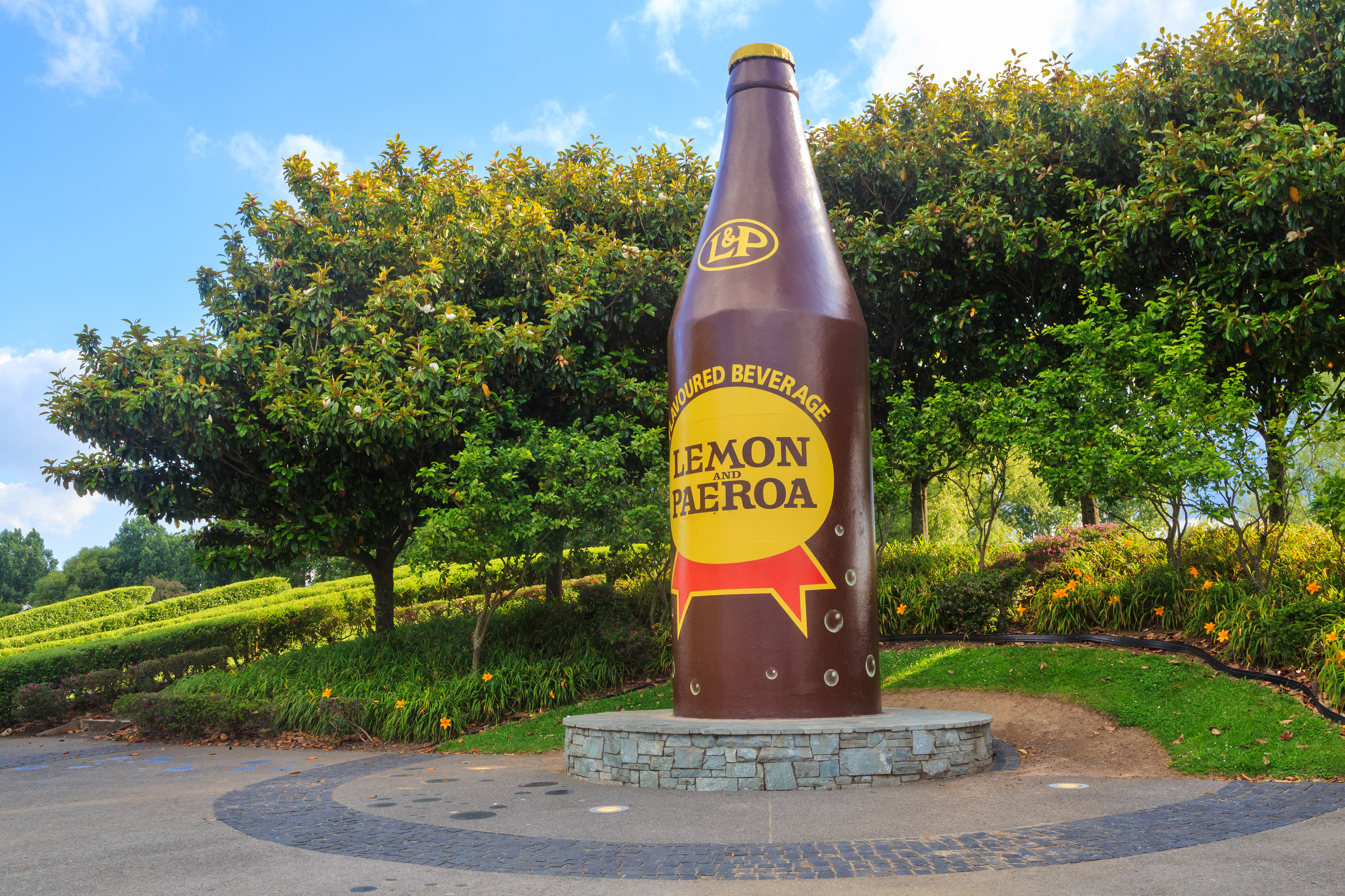 Thames to Paeroa. As you cycle through this section, there's an unmissable, oversized L&P bottle in Paeroa. Photo / Michael Williams, Dreamstime