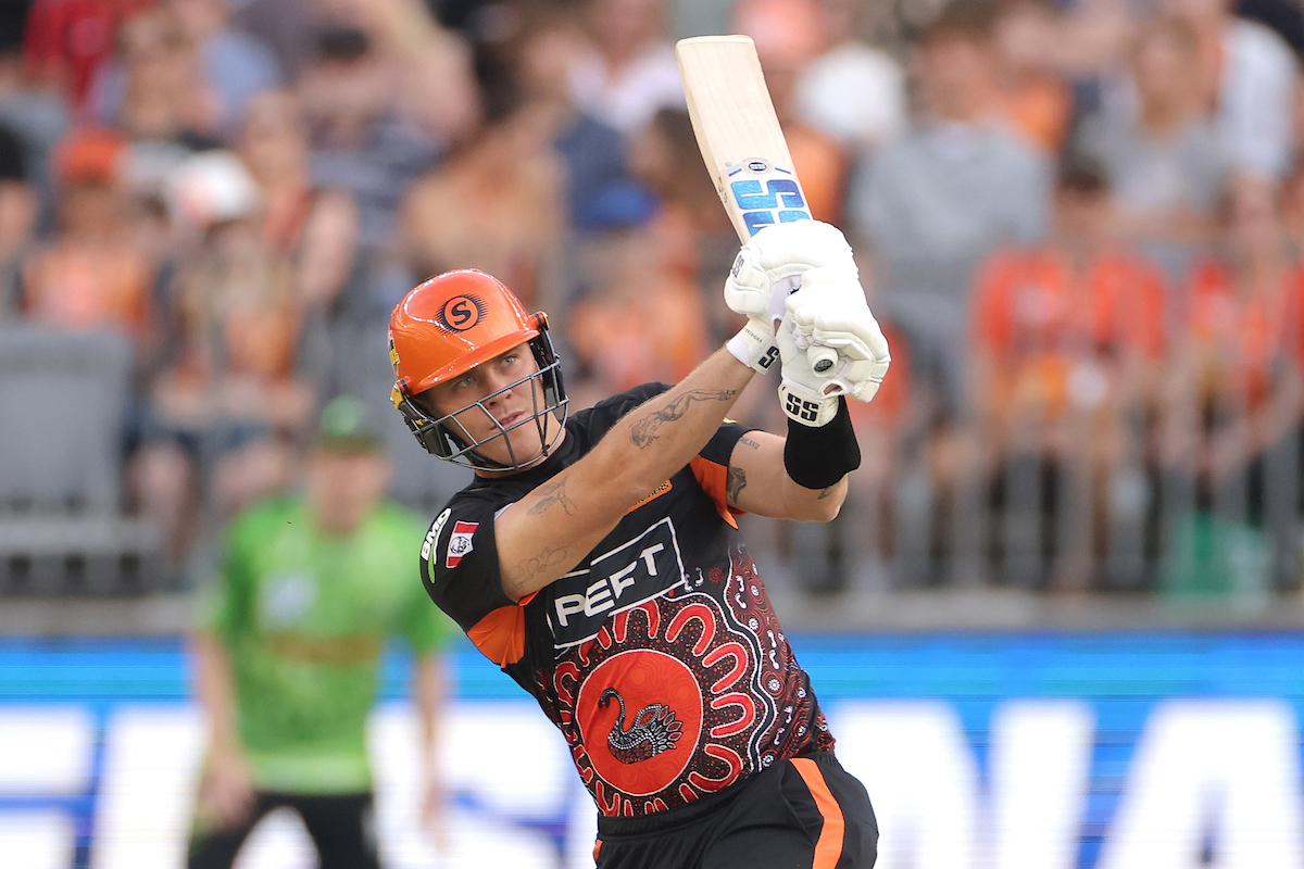 Finn Allen batting for the Perth Scorchers. Photo / Photosport