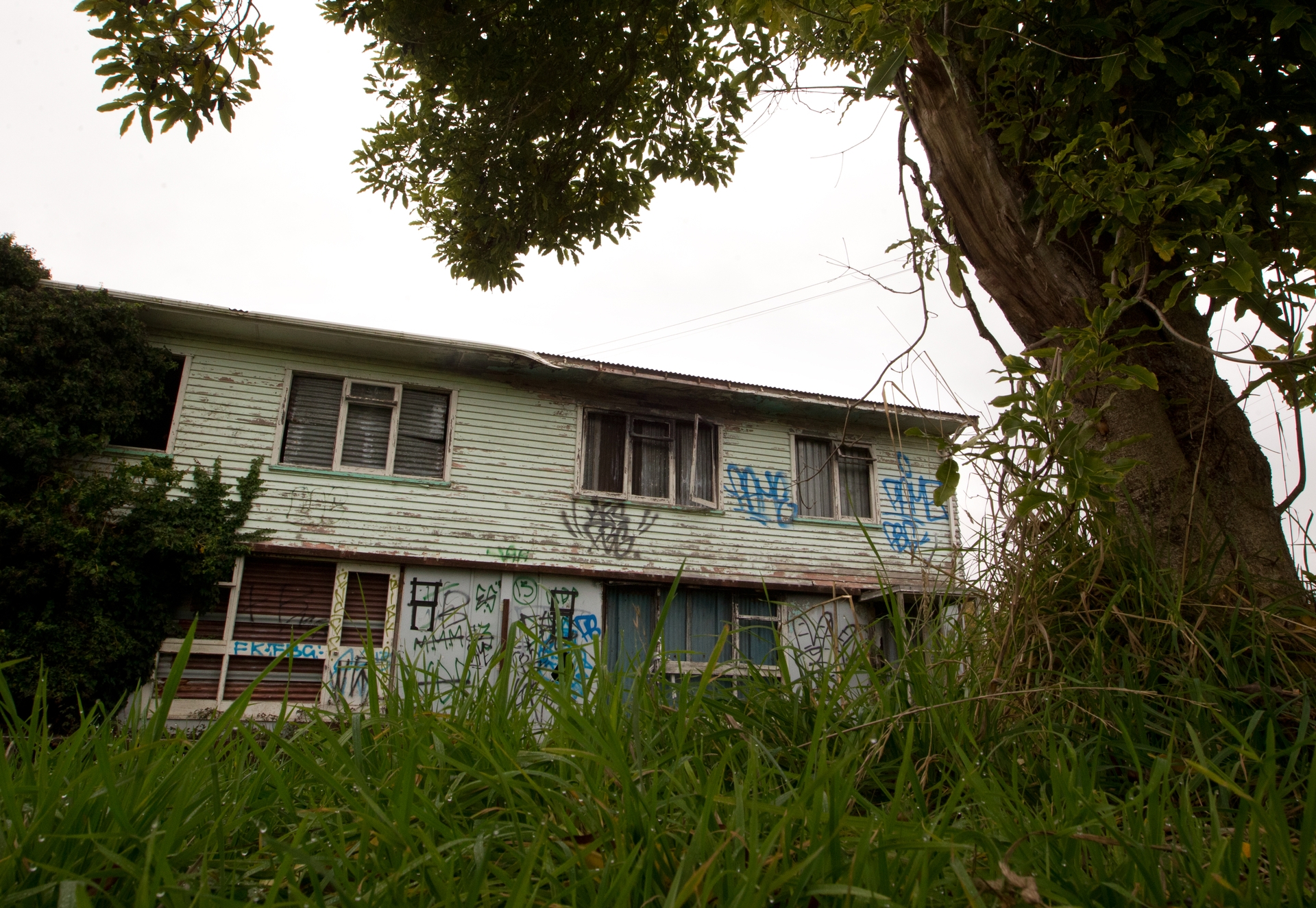 This Bellingham Cres house is a hazard and should be demolished, a Rotorua Fire Brigade station officer believes. Photo/Stephen Parker