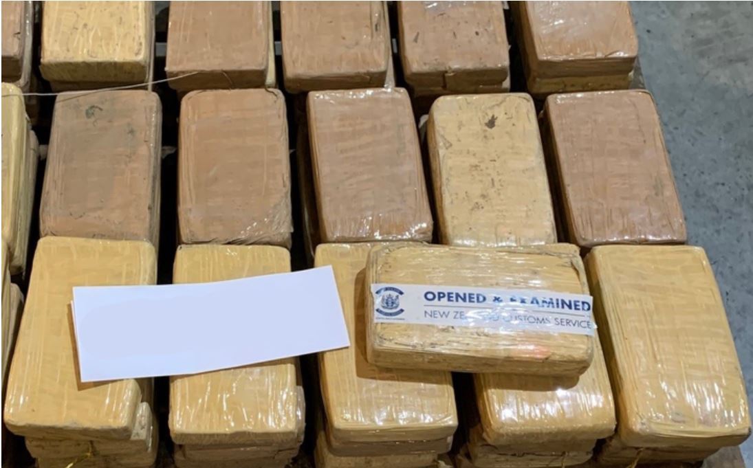 Packages of cocaine found in a shipping container from South America. Photo / Supplied / Customs