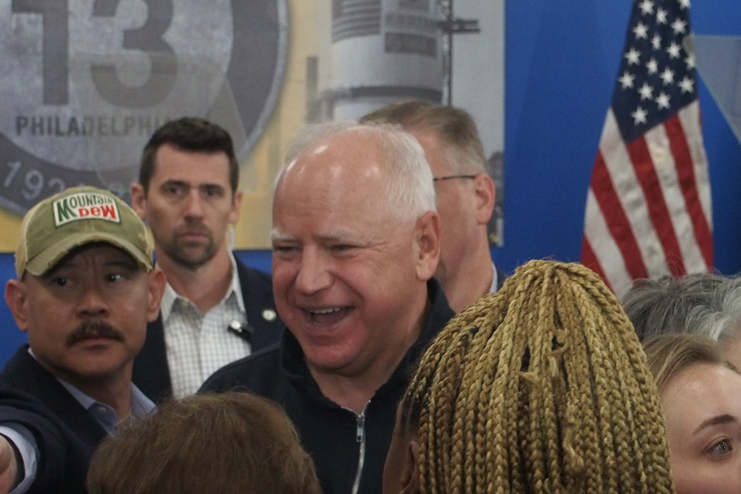 Vice-Presidential Candidate Tim Walz at a rally in Bucks, Pennsylvania. Photo / Thomas Coughlan