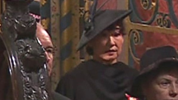 Killing Eve and Grey's Anatomy star Sandra Oh spotted at Queen Elizabeth's funeral. Photo / BBC