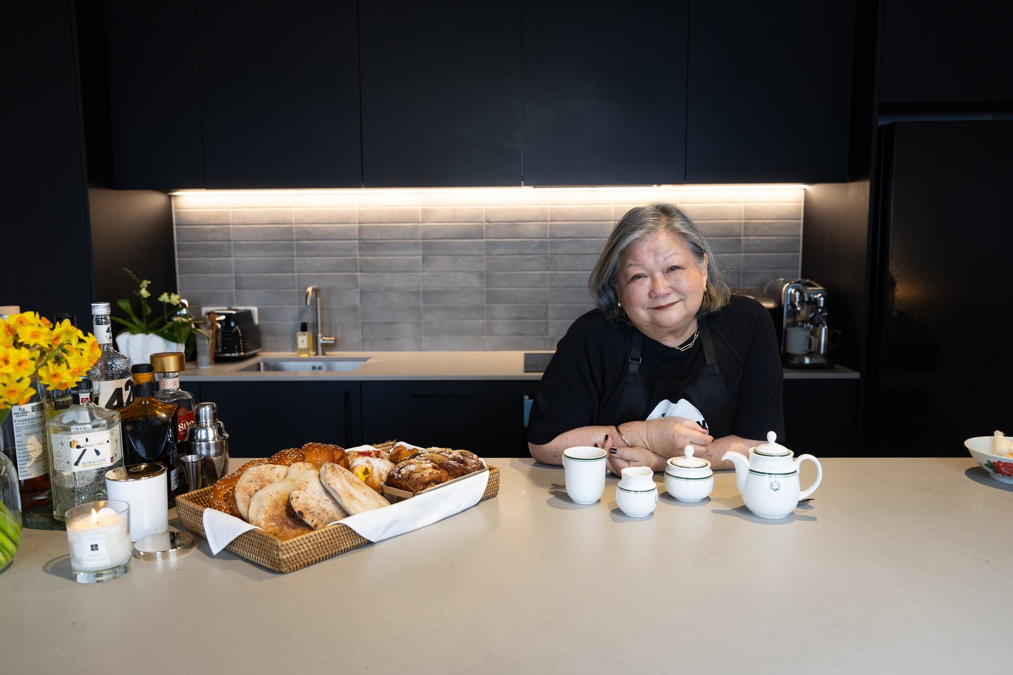 Connie with her Raffles tea set. Photo / Sylvie Whinray