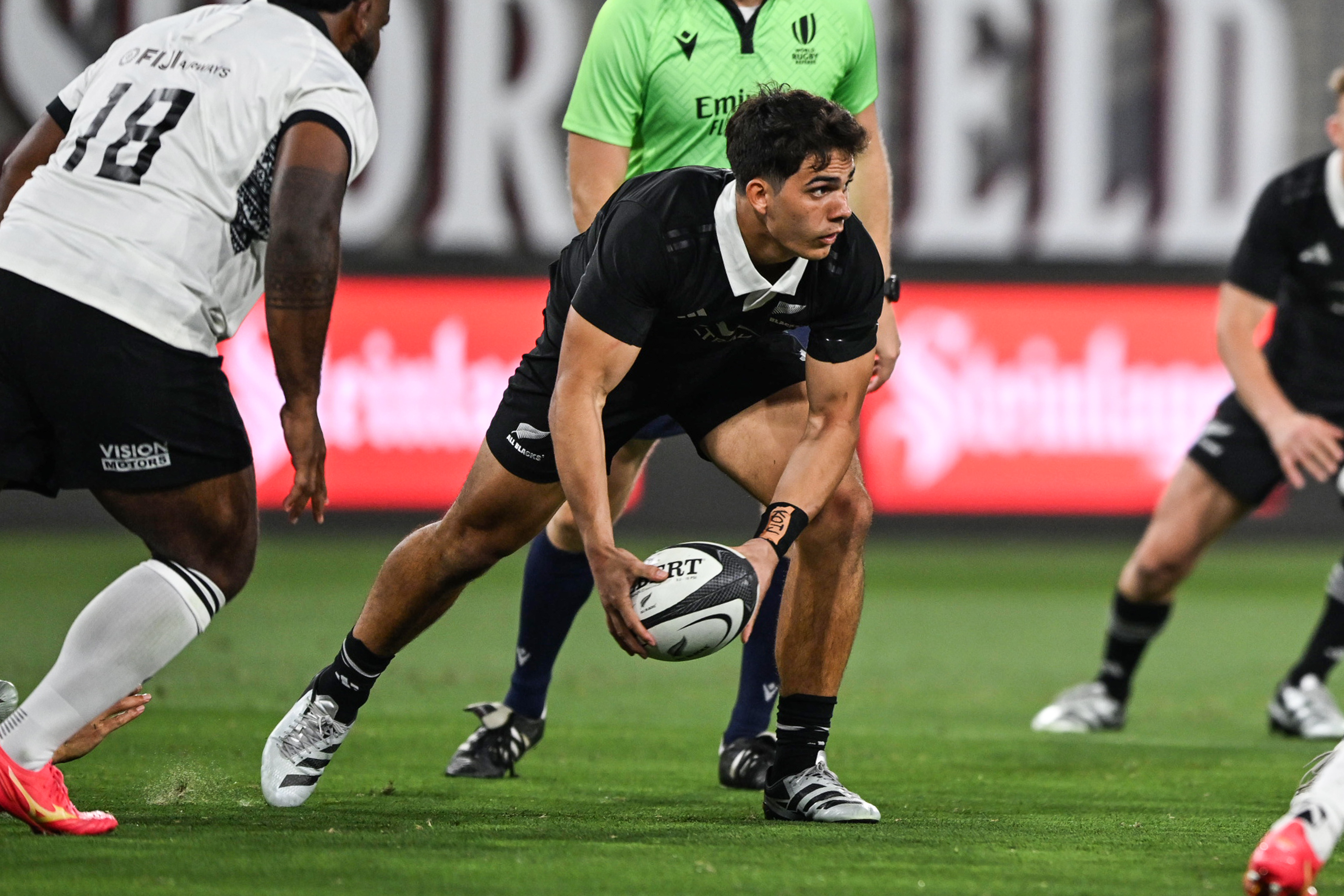 Noah Hotham made his debut off the bench against Fiji. Photo / Photosport
