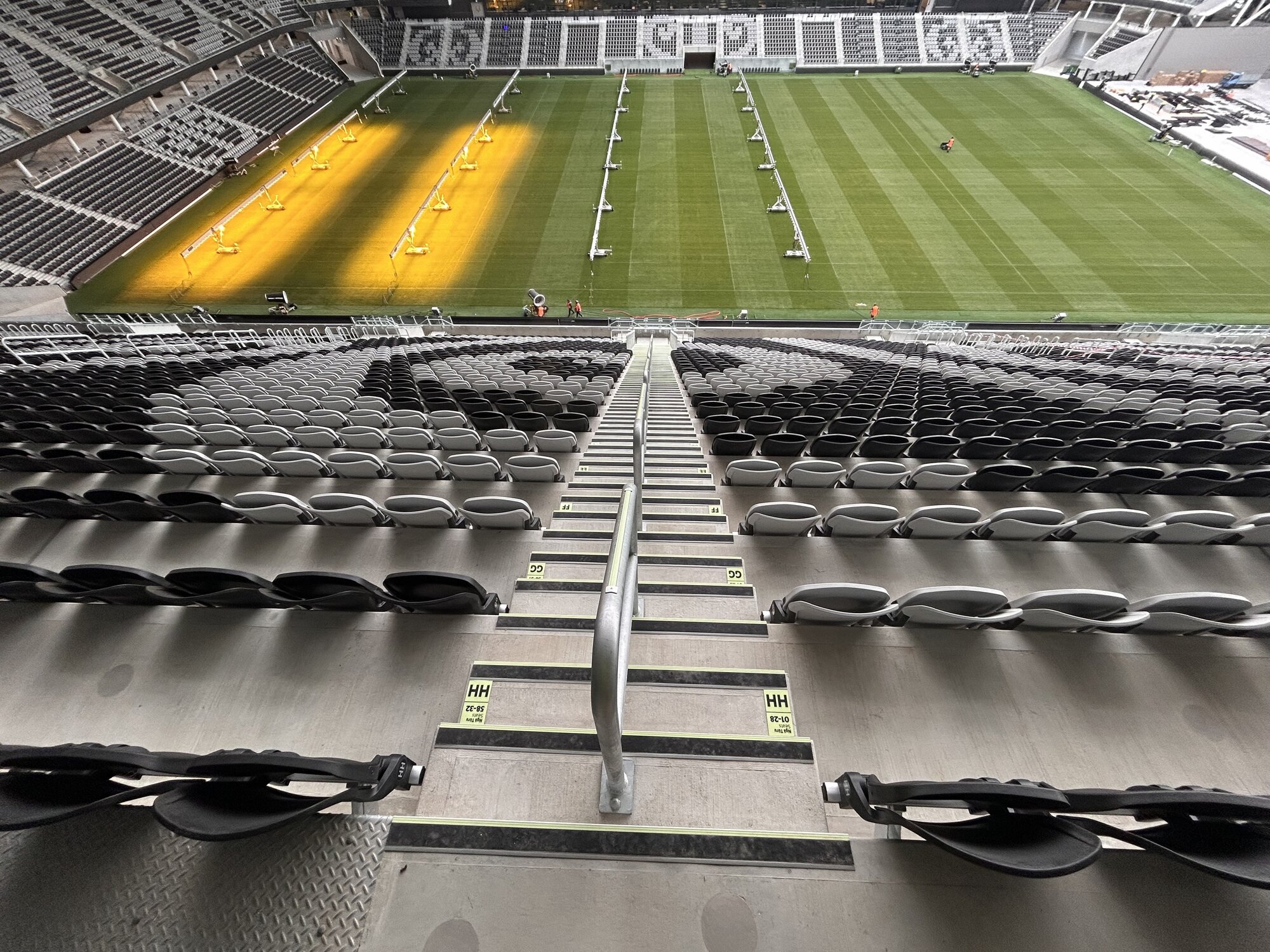The view from the top of the stairs at One NZ Stadium - all 111 of them from the concourse to the top. Photo / Mike Thorpe