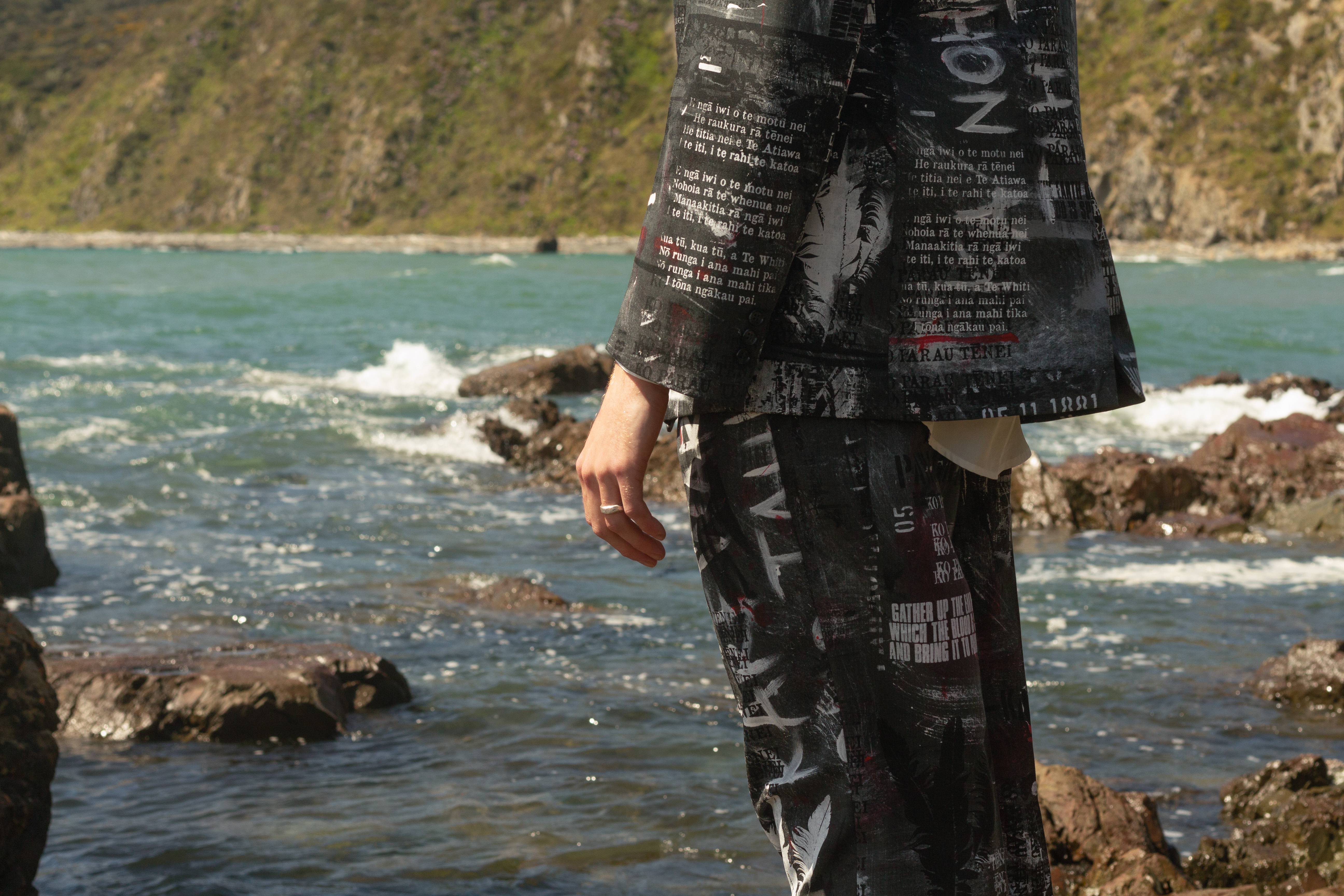 Textual details reassert quotes and whakataukī from Parihaka. Photo / Renati Waaka
